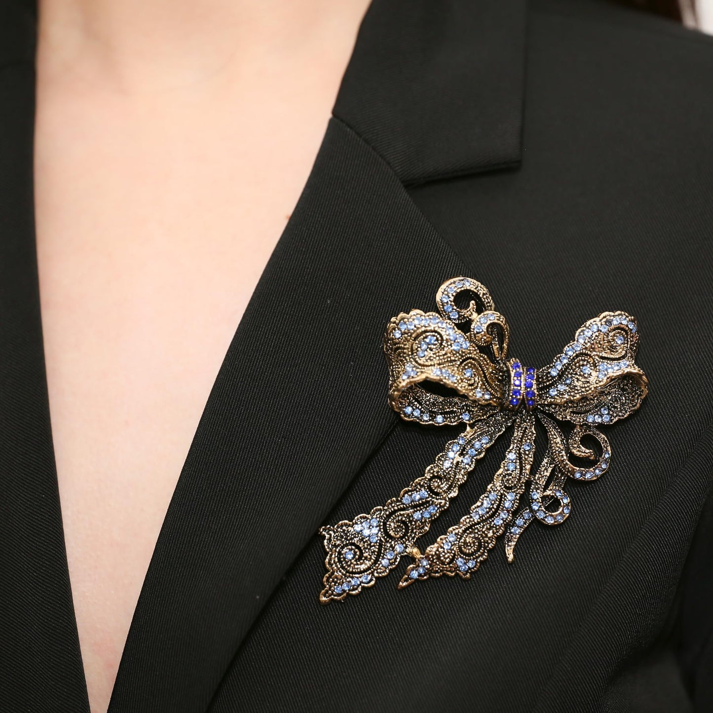 Vancy Utopia Rhinestone Bow Brooch Vintage Crystal Large Bowknot Brooches for Women Brooch Pin Wedding Fashion Jewelry Accessories,Women Gift