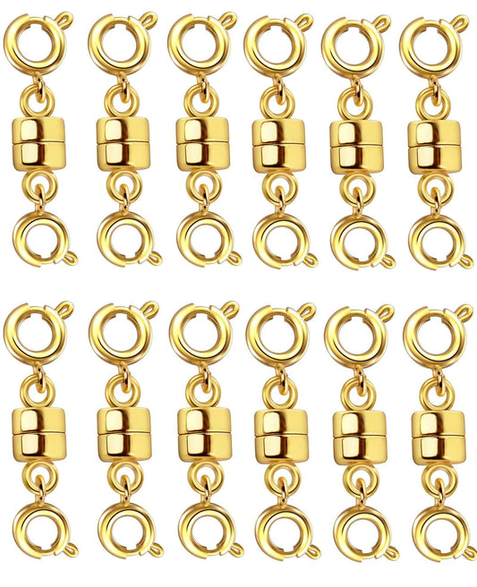 Dailyacc Magnetic Necklace Clasps and Closures, Double Open Bracelet Extender for Jewelry Converters Clasp (6 Gold, 6 Silver)