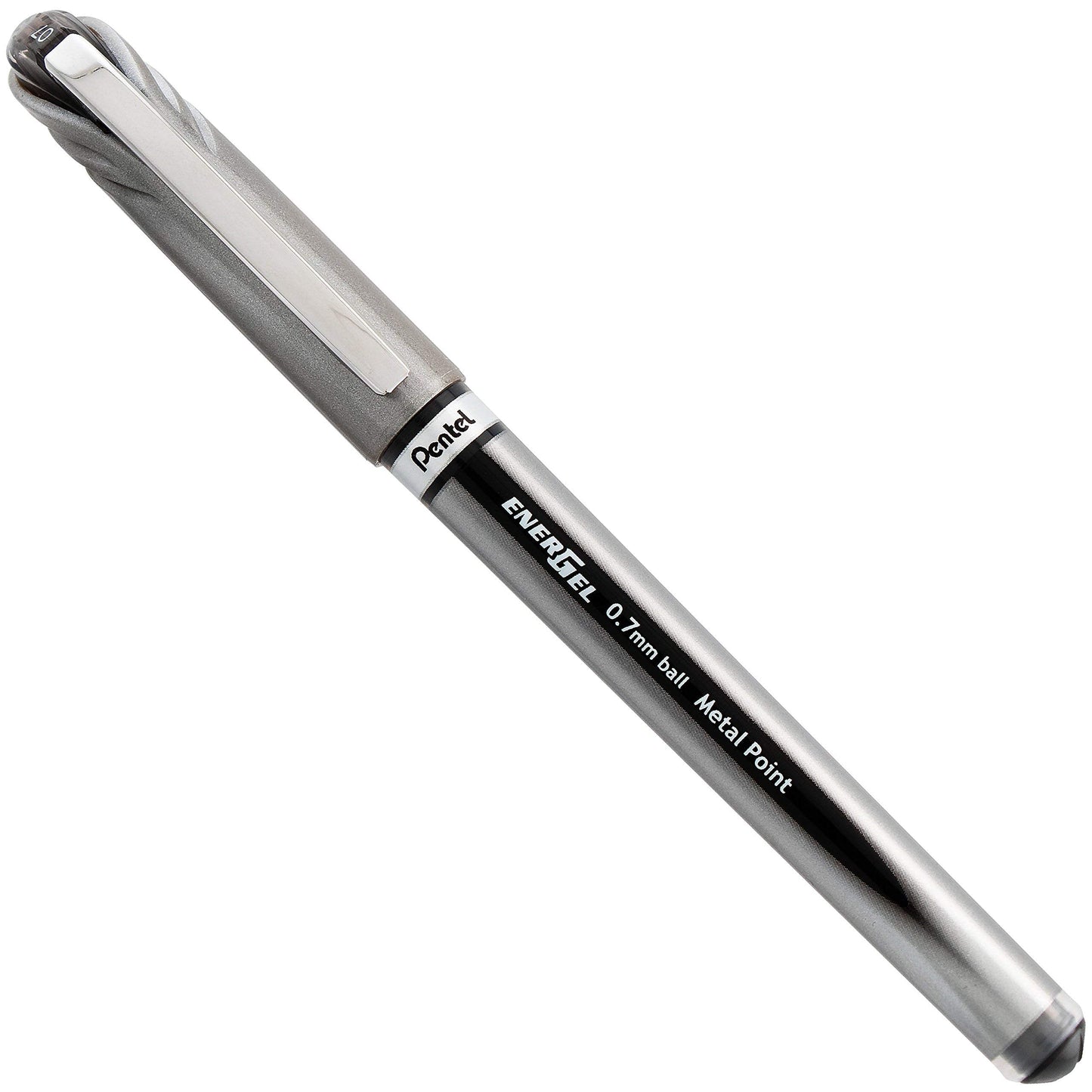 Pentel EnerGel NV Liquid Gel Pen, (0.7mm), Medium Line, Capped, Metal Tip, Black Ink, Box of 12 (BL27-A)