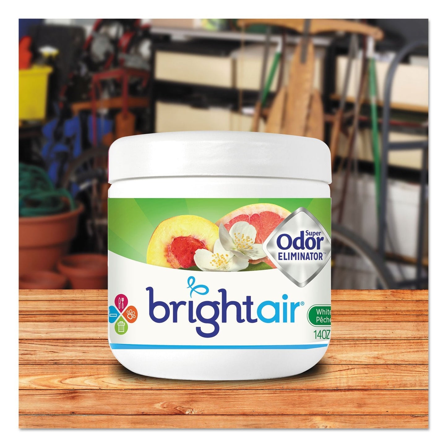 Bright Air Solid Air Freshener and Odor Eliminator, White Peach and Citrus, 14 Ounces