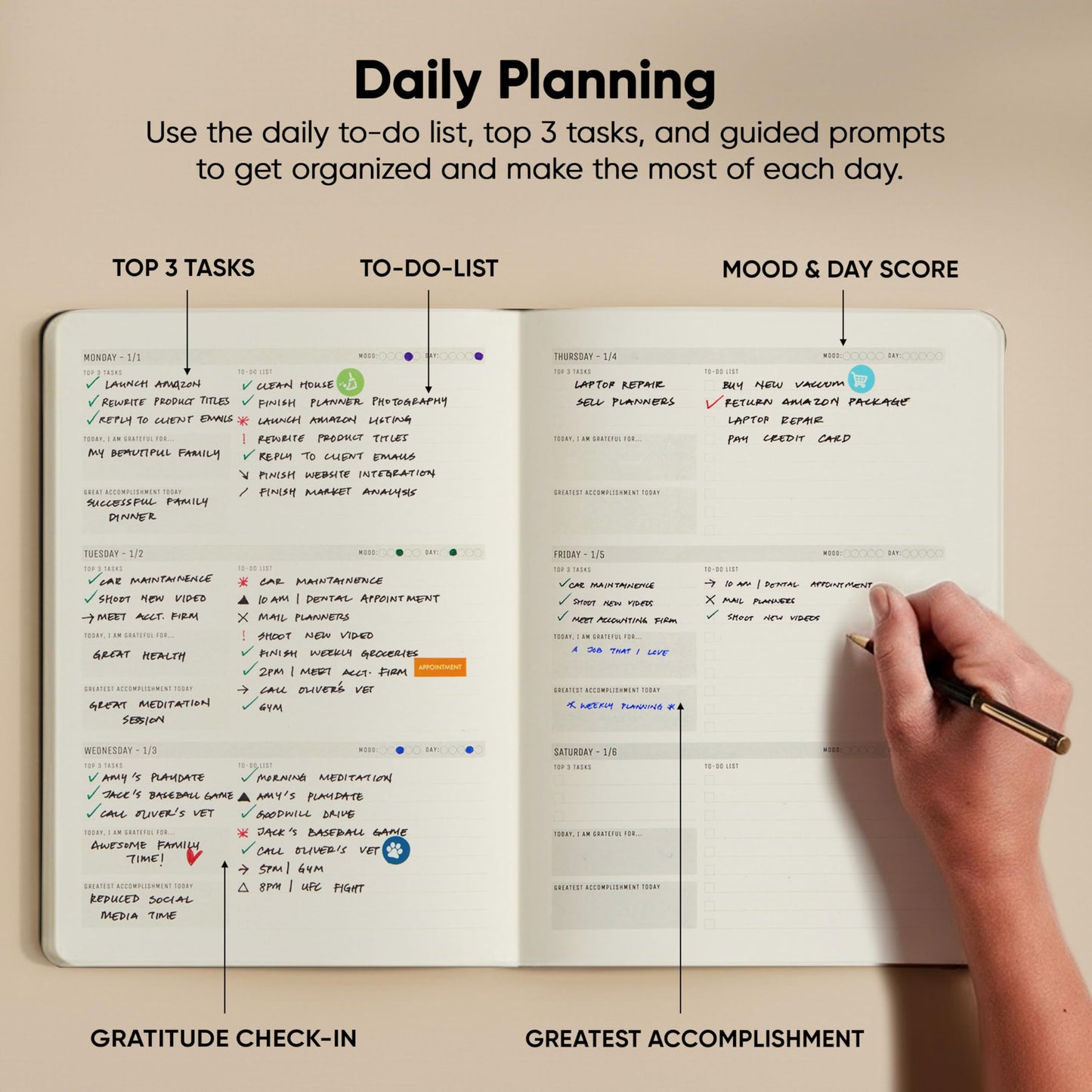 Dated, 2026 Planner, 8.5" x 11" - The Productivity Planner to Achieve Your 2026 Goals - Planner 2026-2027 by PRODUCTIVITY STORE (A4, BROWN)