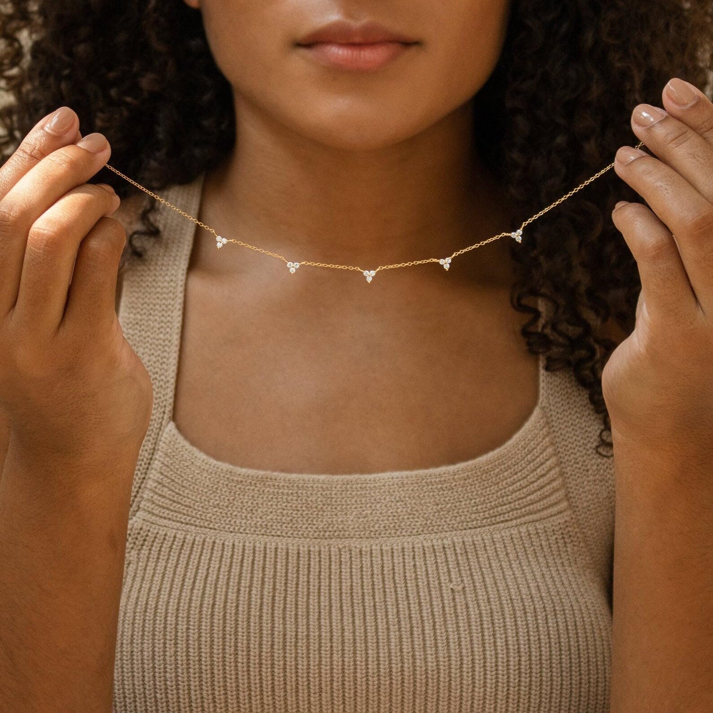 CUEZIY Dainty 14K Gold Plated Necklaces for Women Station Choker Necklace Cubic Zirconia Simulated Necklace Simple Cute Layering CZ Necklace Trendy Jewelry Gifts