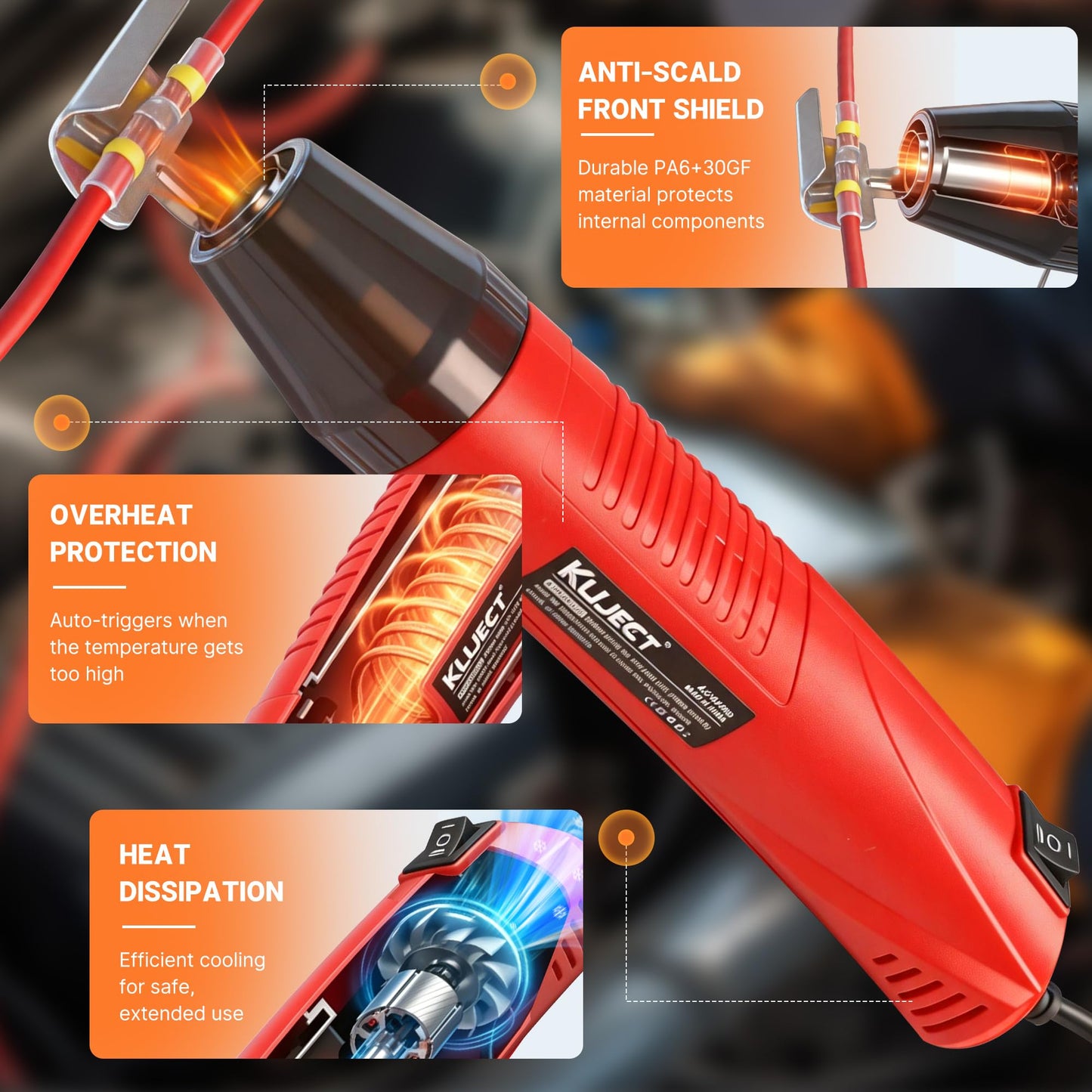 Kuject Mini Heat Gun, 120PCS Solder Seal Wire Connectors Kit, 350W Dual-Temp Heat Gun for Shrink Tubing, Waterproof Heat Shrink Wire Repair Kit with Solder Stick for Marine Automotive Truck, AWG 26-10