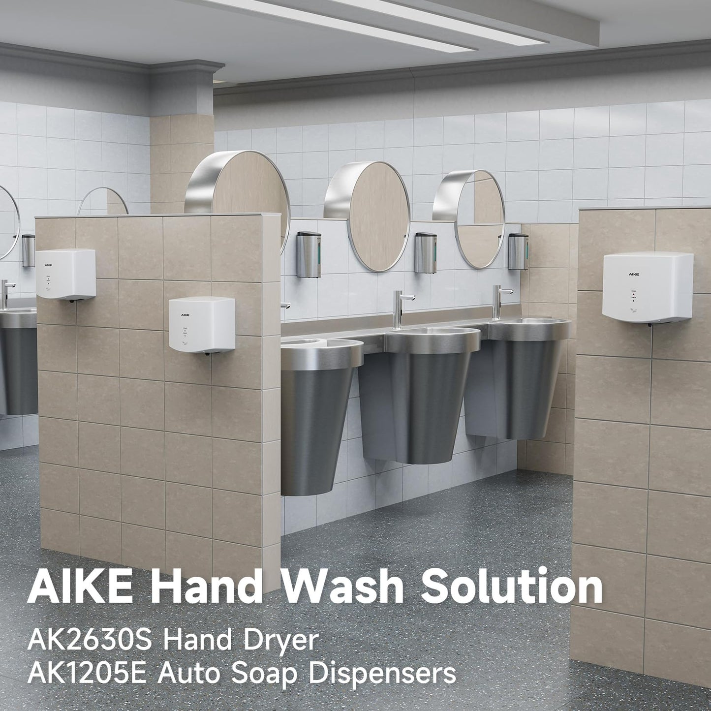 AIKE Air Wiper Compact Hand Dryer 110V 1400W White (with 2 Pin Plug) Model AK2630S
