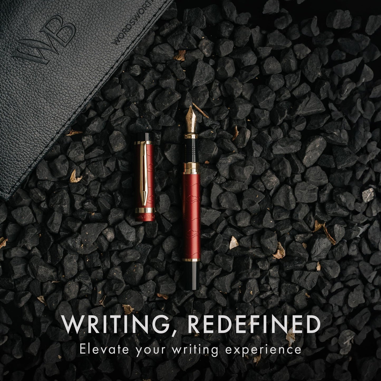 Wordsworth & Black Primori Fountain Pen Set [Red Gold]; Medium Nib, Gift Case, 24 Ink Cartridges, Refill Converter, Manual; Journaling, Calligraphy, Smooth Writing Pens; Left and Right Handed