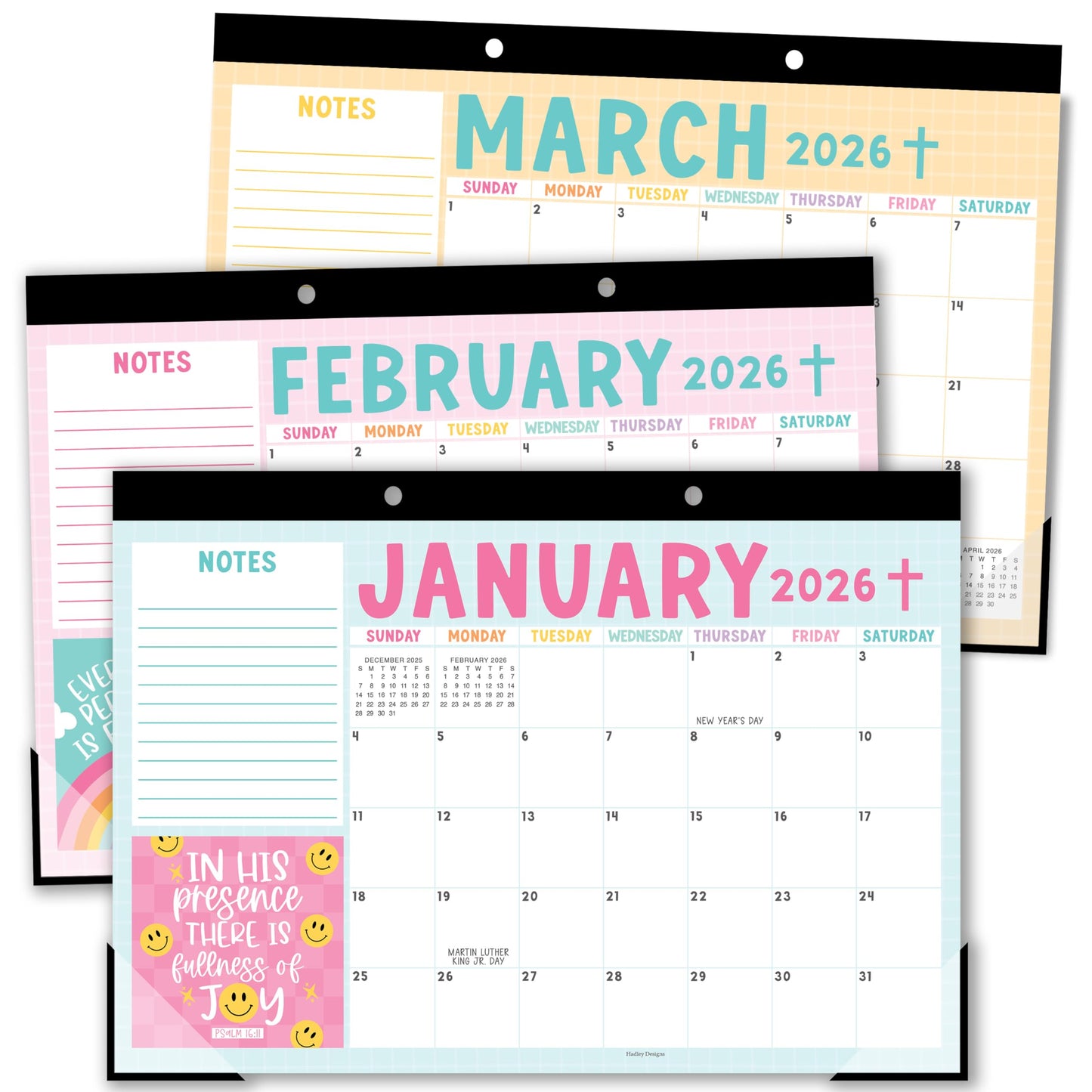 Hadley Designs Large Teacher Desk Calendar 2026-2027 - Desktop Calendar 2026, 18-Month Desk Calendars for Home, Office & Classroom, Cute Classroom Must Haves, Teacher Appreciation Gifts