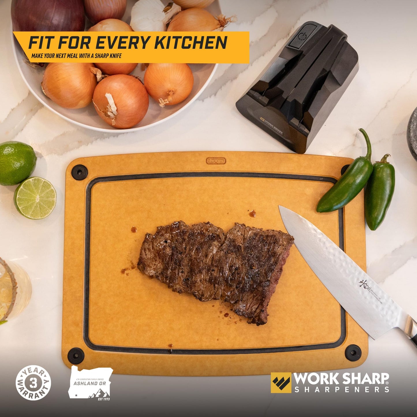 Work Sharp Electric Kitchen Knife Sharpener - Get knives ready for cookouts and BBQ's- Fits in Kitchen Drawer, Sharpens every time, fast & easy