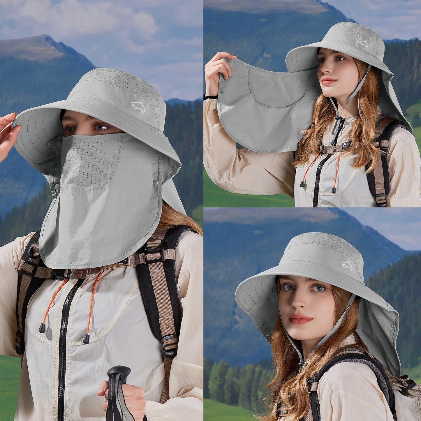 Sun Hat for Men Women with Neck Flap,UPF 50+ UV Protective Hiking Fishing Hats,Wide Brim Sun Hat for Women&Men