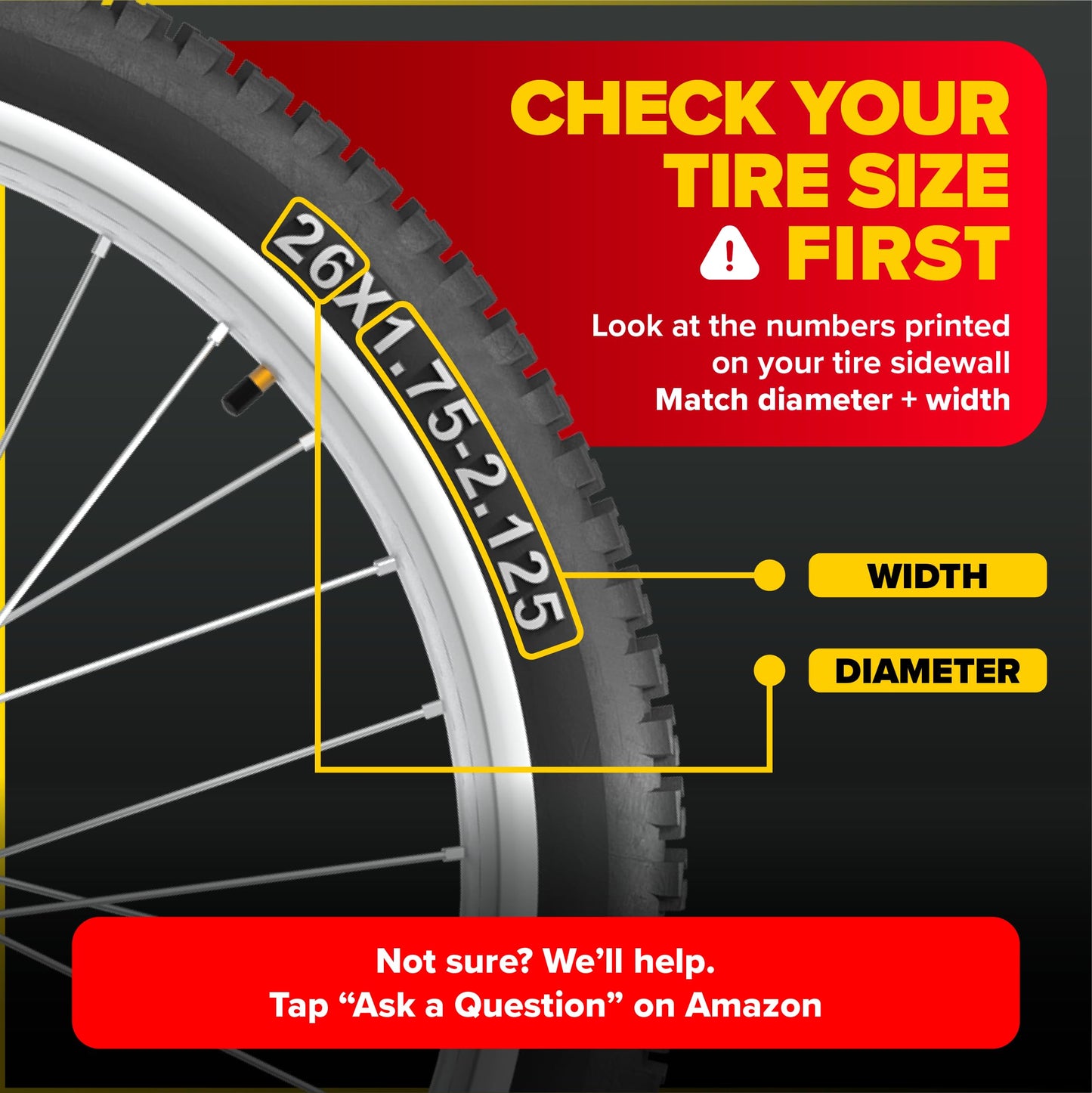 Ultraverse 26" Bike Inner Tubes 26 x 1.75, 1.95, 2.10, 2.125 – Butyl Rubber Bicycle Tubes with Schrader Valve – Compatible with Mountain, Cruiser, City & Kids Bikes – Set of 2