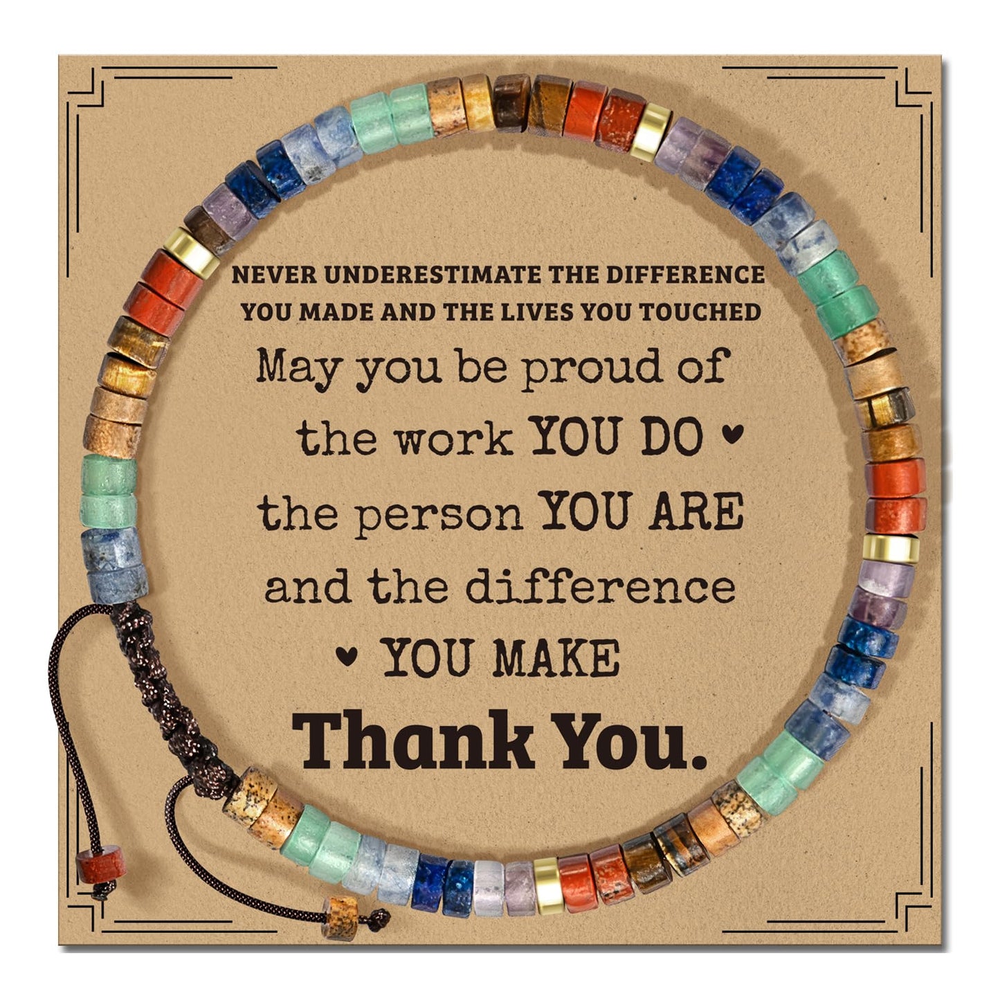 ZOKCC Thank You Bracelets Gifts for Women - Healing Natural Stone Bracelets - Appreciation Thank You Gifts for Women Coworkers Teacher Boss Nurse Employee Friend Farewell