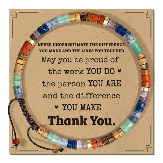 ZOKCC Thank You Bracelets Gifts for Women - Healing Natural Stone Bracelets - Appreciation Thank You Gifts for Women Coworkers Teacher Boss Nurse Employee Friend Farewell