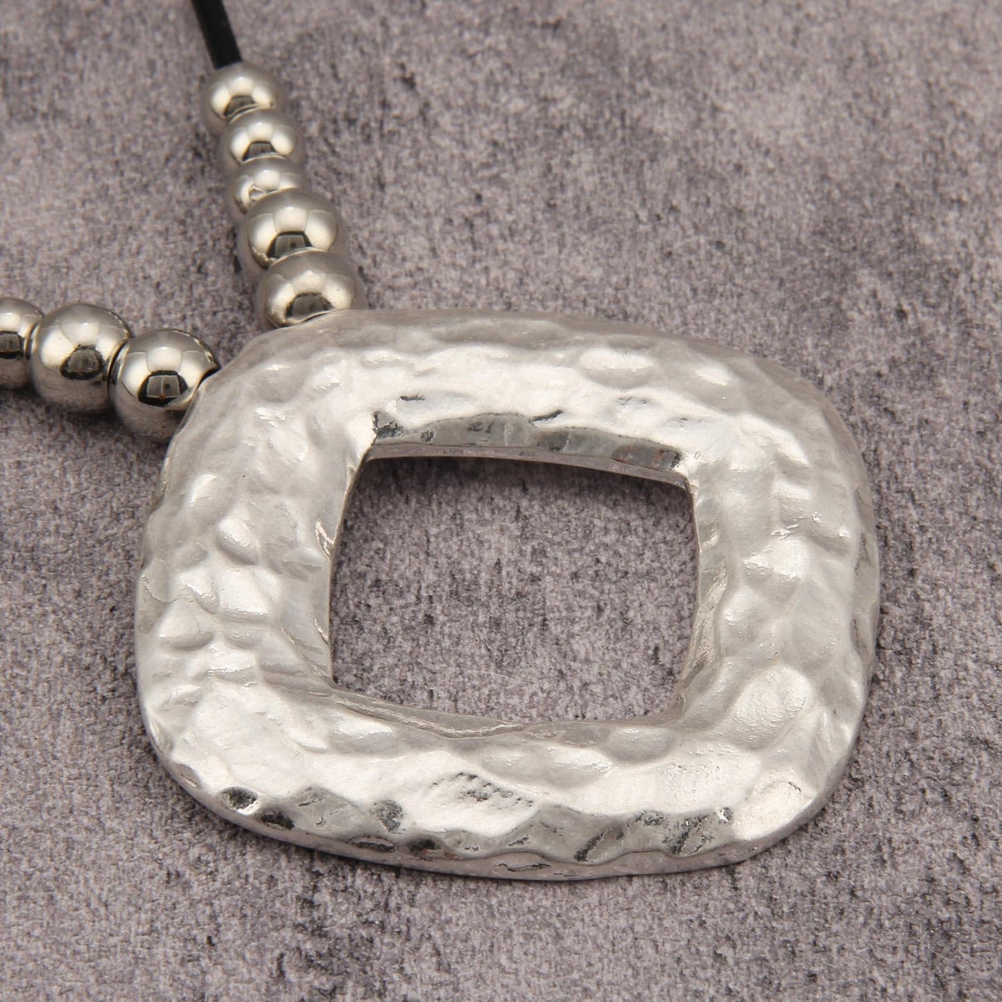 joymiao Bohemian Necklace for Women Long Boho Pendant Necklace with Large Silver Square Charm Hippie Statement Jewelry