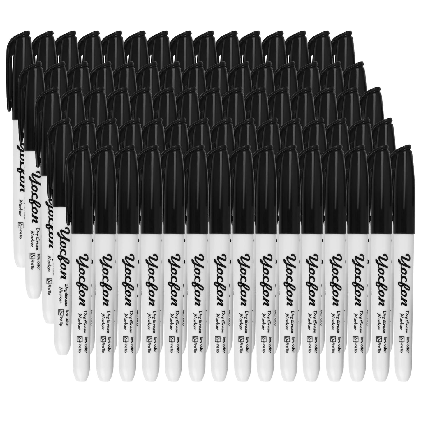 Yocfon Dry Erase Markers 148 Pack, Bulk Black Whiteboard Markers With Fine Tip, Low Odor Dry Erase Markers for School Office Home