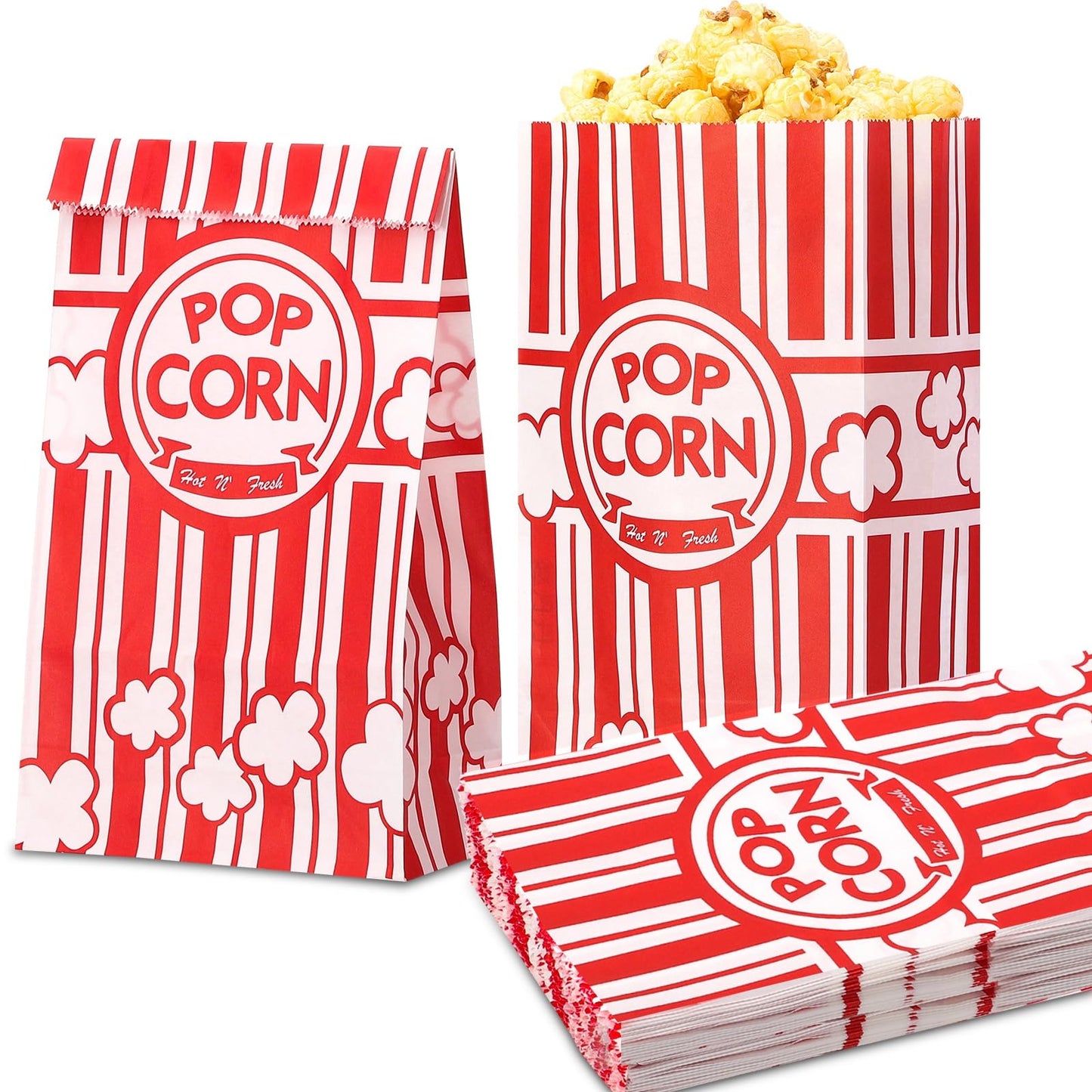 Paper Popcorn Bags, 150 Pcs, 2 Oz Individual Servings Bulk for Popcorn Machine Movie Nights Birthday Party Kitchen Supplies