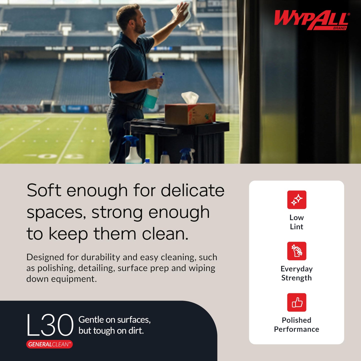 WypAll GeneralClean L30 Cloths Heavy Duty Cleaning Wipes (05812), Quarterfold, Strong and Soft Bulk Paper Wipers, White (12 Packs of 90 Sheets, 1,080 Sheet Total)