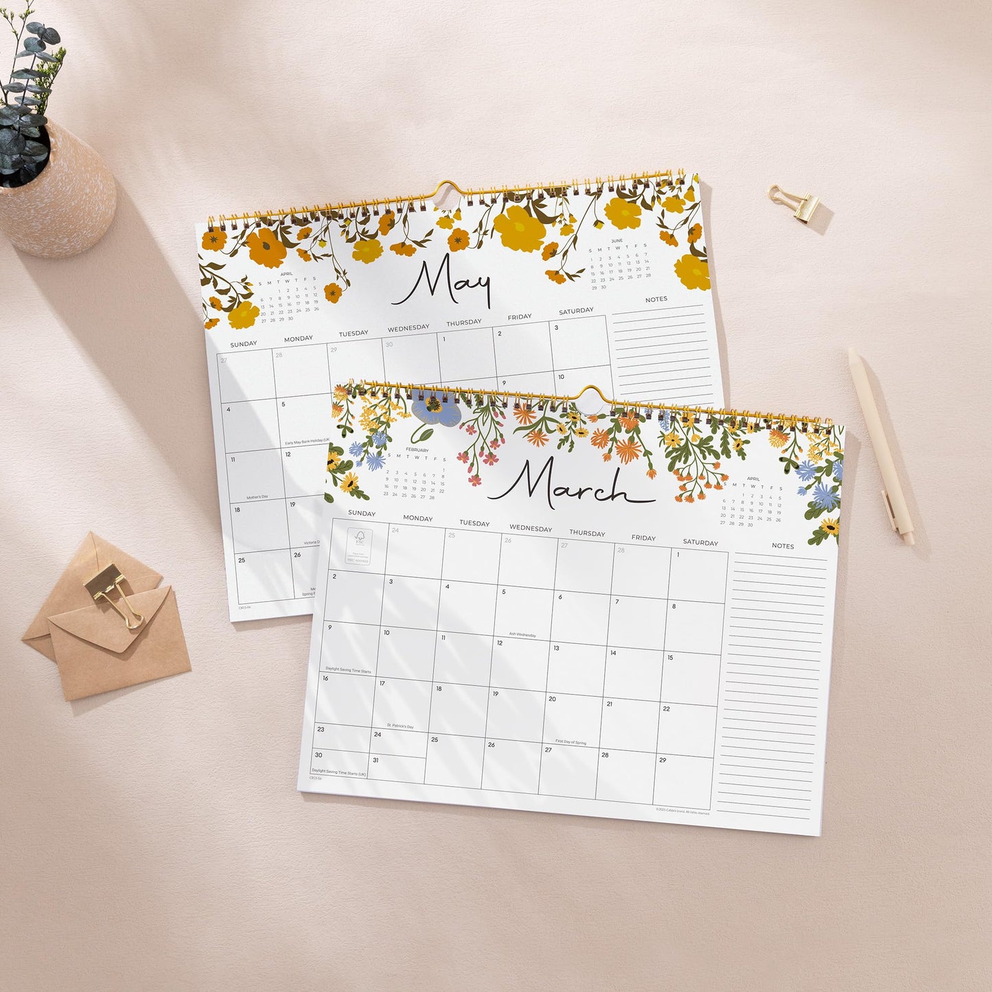 2026 Calendar, Cabbrix Wall Calendar 2026, 18 Months Calendar Runs From July 2026 - December 2027, 15" x 12", Twin-Wire Binding, Hanging Hook, Floral Design
