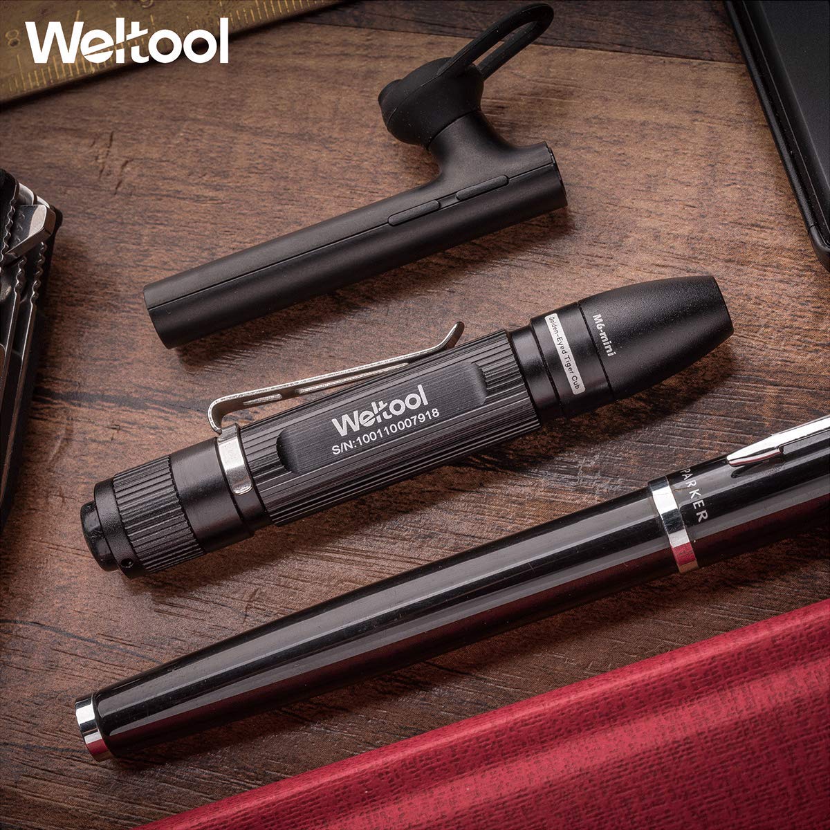 Weltool M6-Mini LED Cap Flashlight Ultra-Compact, 3000K Warm White EDC Pocket Light with Clip No-Glare Even Beam- High Color Rendering of 85% - Perfect Pen Light - for Inspection Reading by AAA Cell