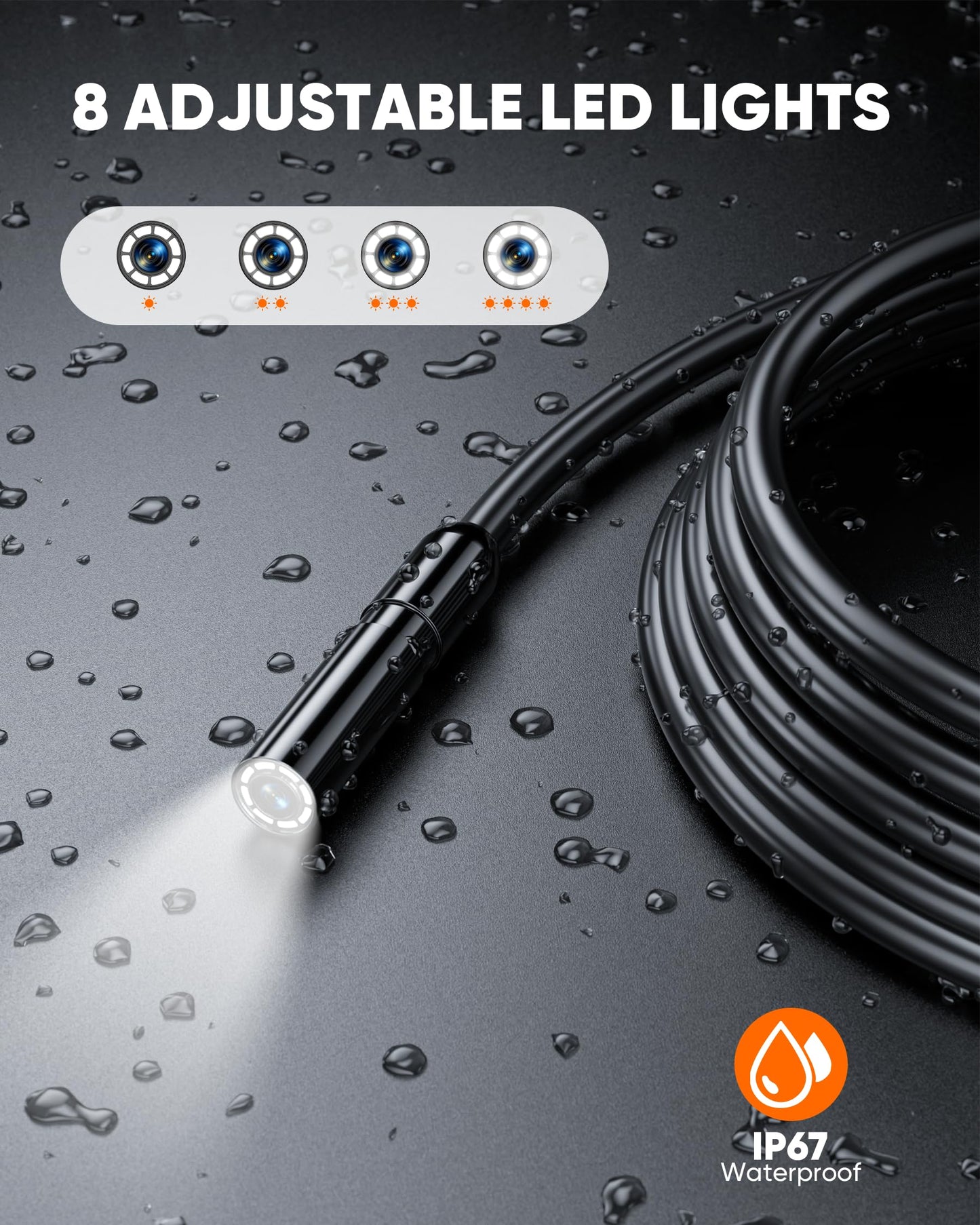 T TAKMLY Endoscope Camera with Light, Dual Lens 1080P Industrial Borescope with 8 LED Lights, 4.3'' Inspection Snake Cameras, 16.4FT Semi-Rigid Cable, IP67 Waterproof (Blue)