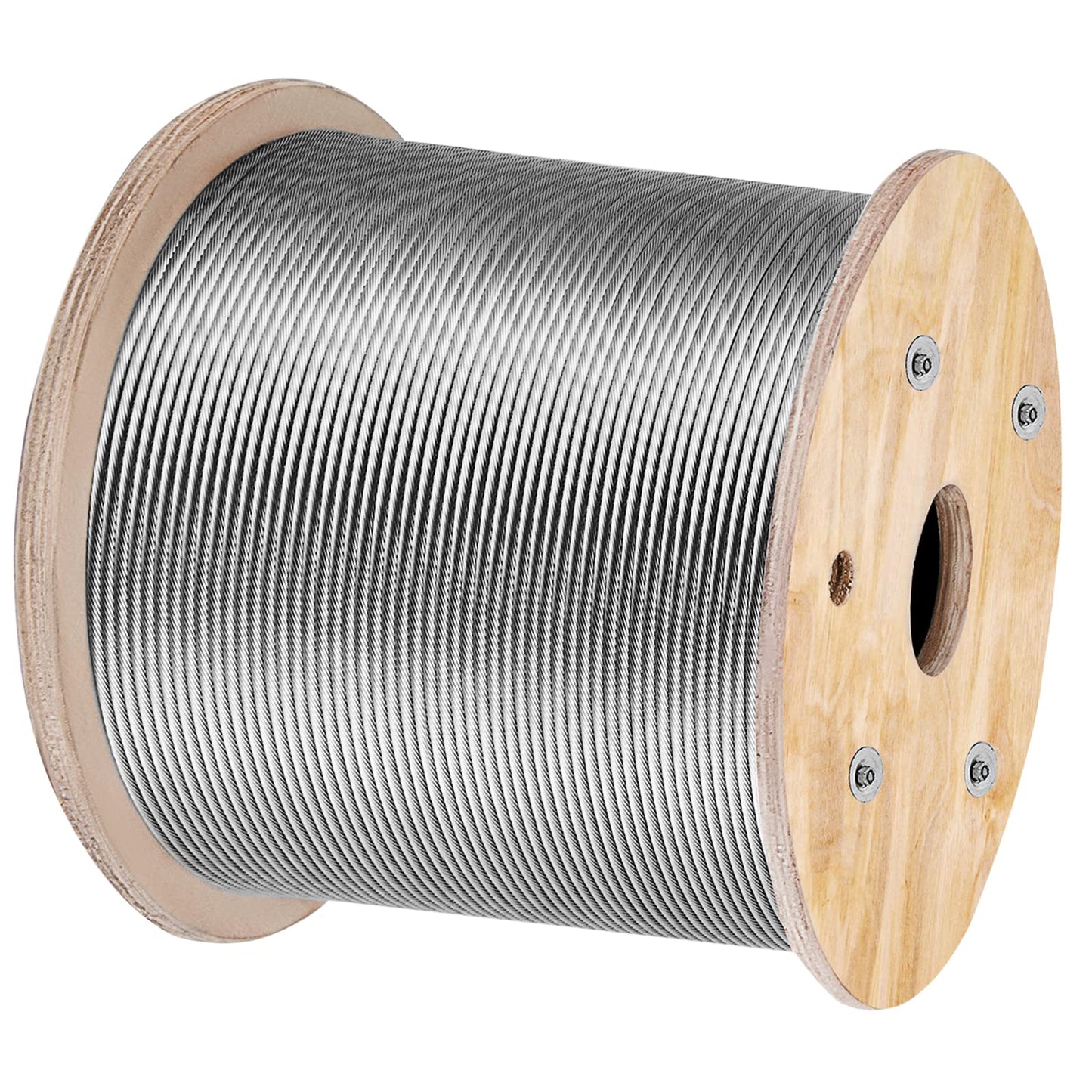 VEVOR 5/32 Stainless Steel Cable, 500FT T316 Wire Rope 1x19 Marine Grade Steel Cable for Deck Railing Brackets Handrail Stair DIY Balustrade