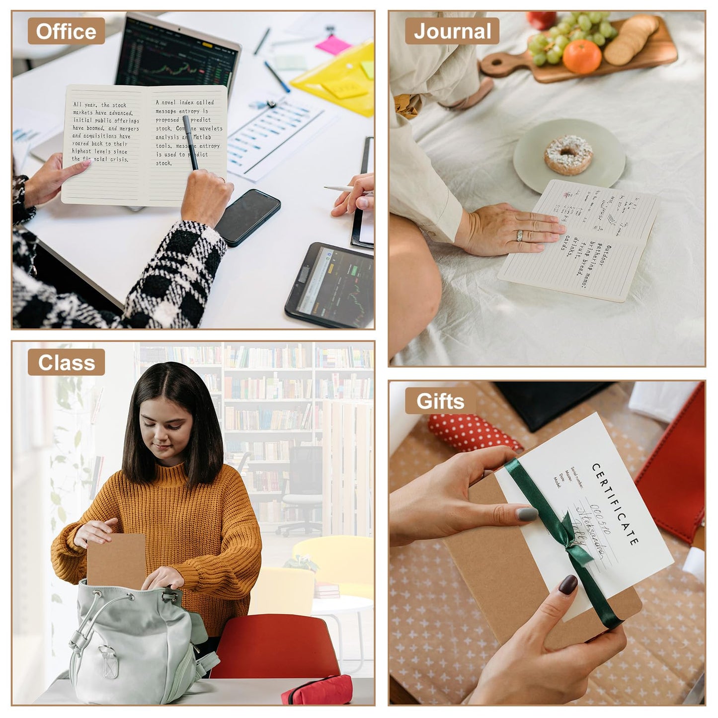 ZCZN 100 Pack A5 Kraft Notebooks Bulk, 8.15x5.5 Inches Lined Paper Journaling Notebooks, Notebooks for Work, Composition Notebooks for School, Journal Notebooks for Office, 60 Pages
