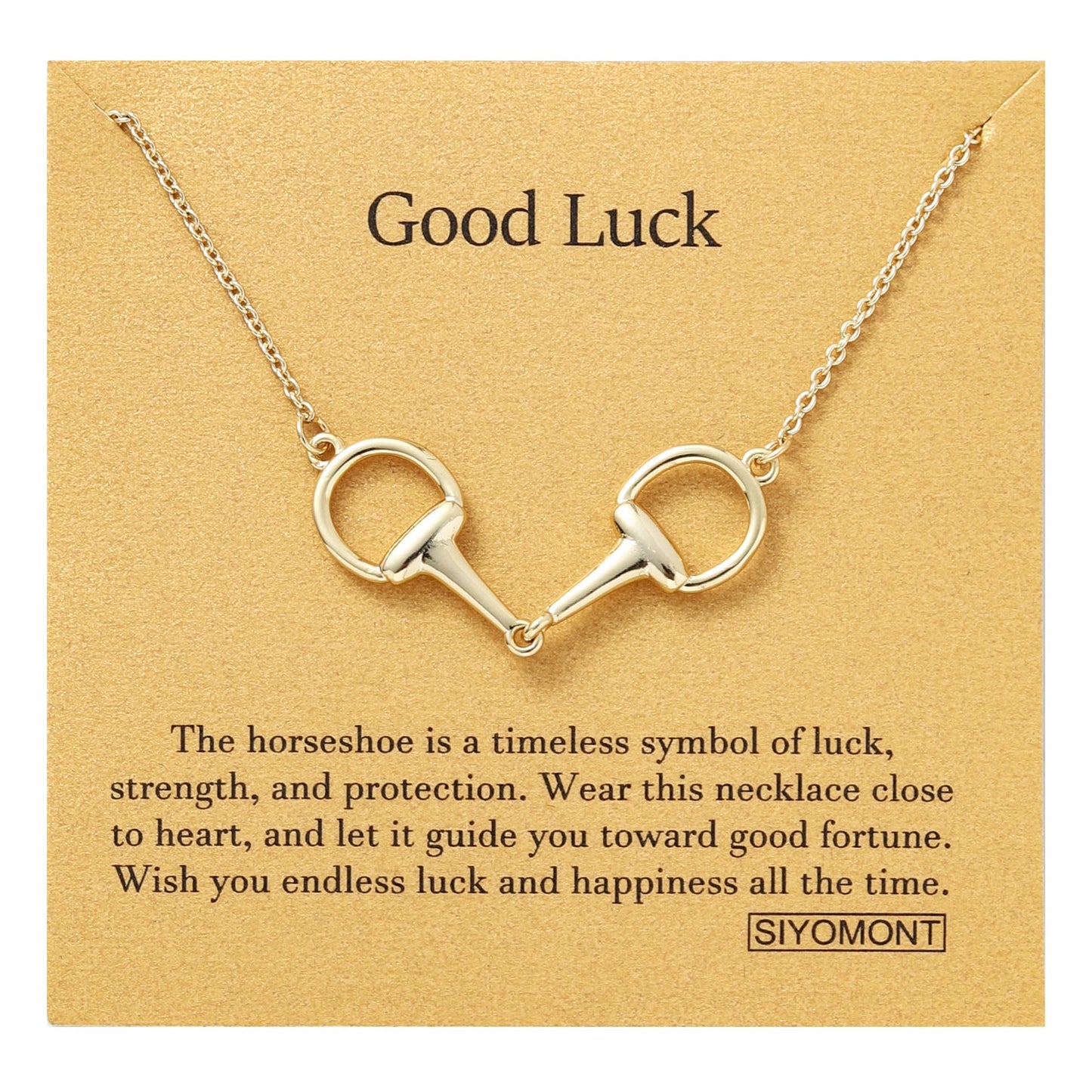 SIYOMONT Horse Necklace 14K Gold Plated Snaffle Bit Snaffle Bit Pendant Necklace Jewelry Gift for Women(G)