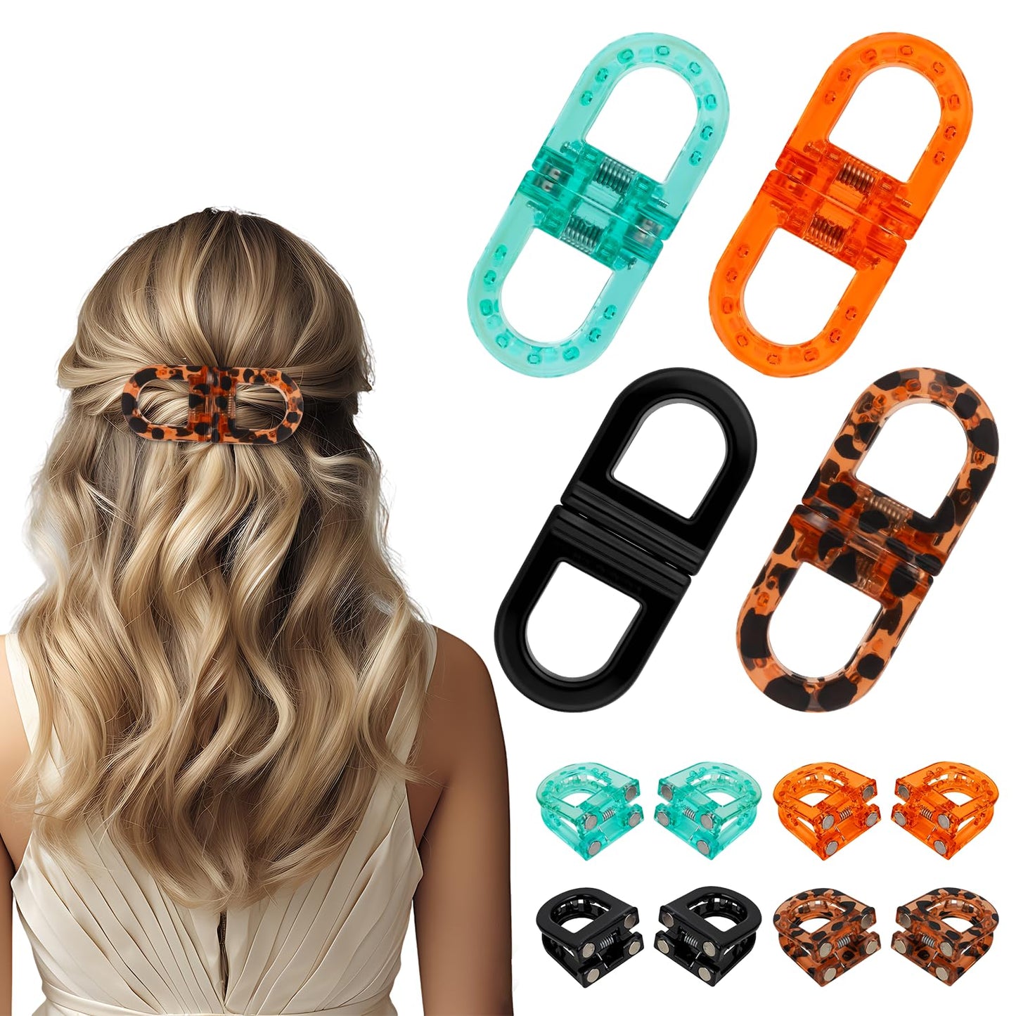 Magnetic Hair Clips, Strong Hold No-Slip Magnetic Hair Styling Clips, Clip No Crease Hair Types Strong Hold, Seamless 2-in-1 Design for Easy Everyday Hairstyles (New-4pcs)