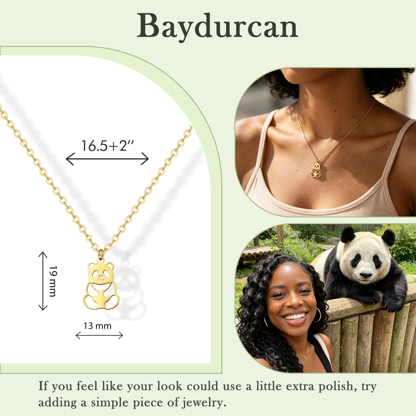 Baydurcan Panda Necklace for Women, Panda Gifts Cute Animal Pendant Jewelry, Inspirational Gift for Friends Mom Daughter Her, Stainless Steel Accessory