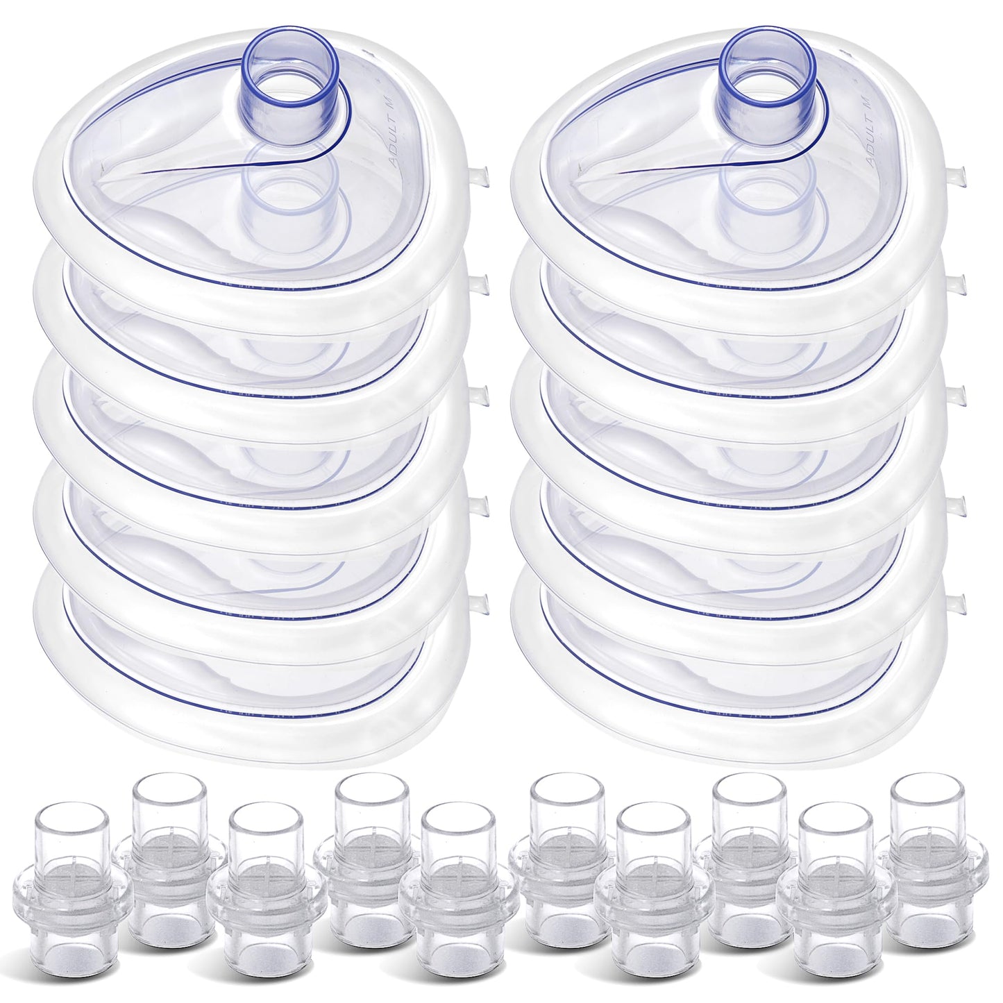 Primacare RS-6847 CPR Rescue Masks, Pack of 10 – FDA Approved CPR Masks with One-Way Valves for Emergency Response, First Aid Kits, CPR Training & Rescue Breathing – Universal Adult Size