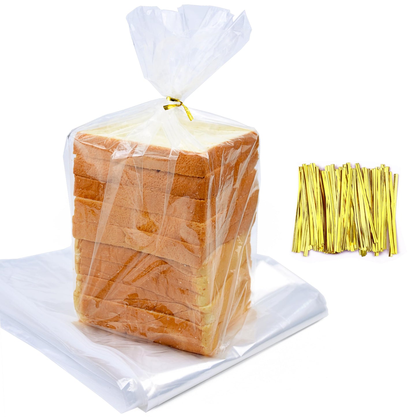 Homrelaxy 300Pcs Plastic Bread Bags for Homemade Bread and 330 Ties, 18 x 8 x 4 Inch Reusable Clear Loaf Bags, Adjustable, Perfect for Home Bakers and Bakeries