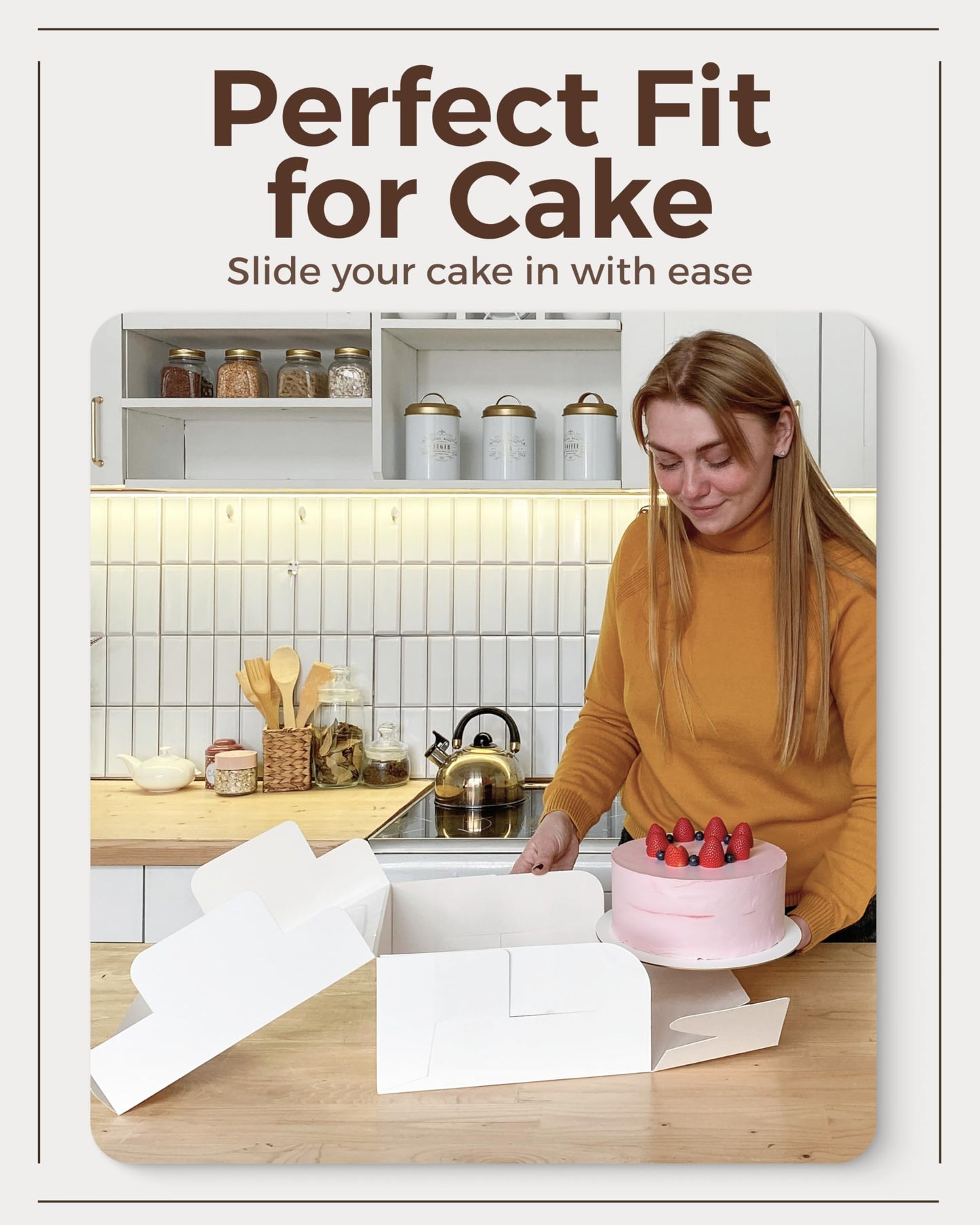 25pcs Cake Boxes 10x10x5 Inch with Window, 10 Inch White Bakery Boxes, Square Cardboard Large Pie Box, Package for Cookies, Donut, Birthday Party, Dessert, Wedding, Pastry Packaging (80 Pcs Stickers)