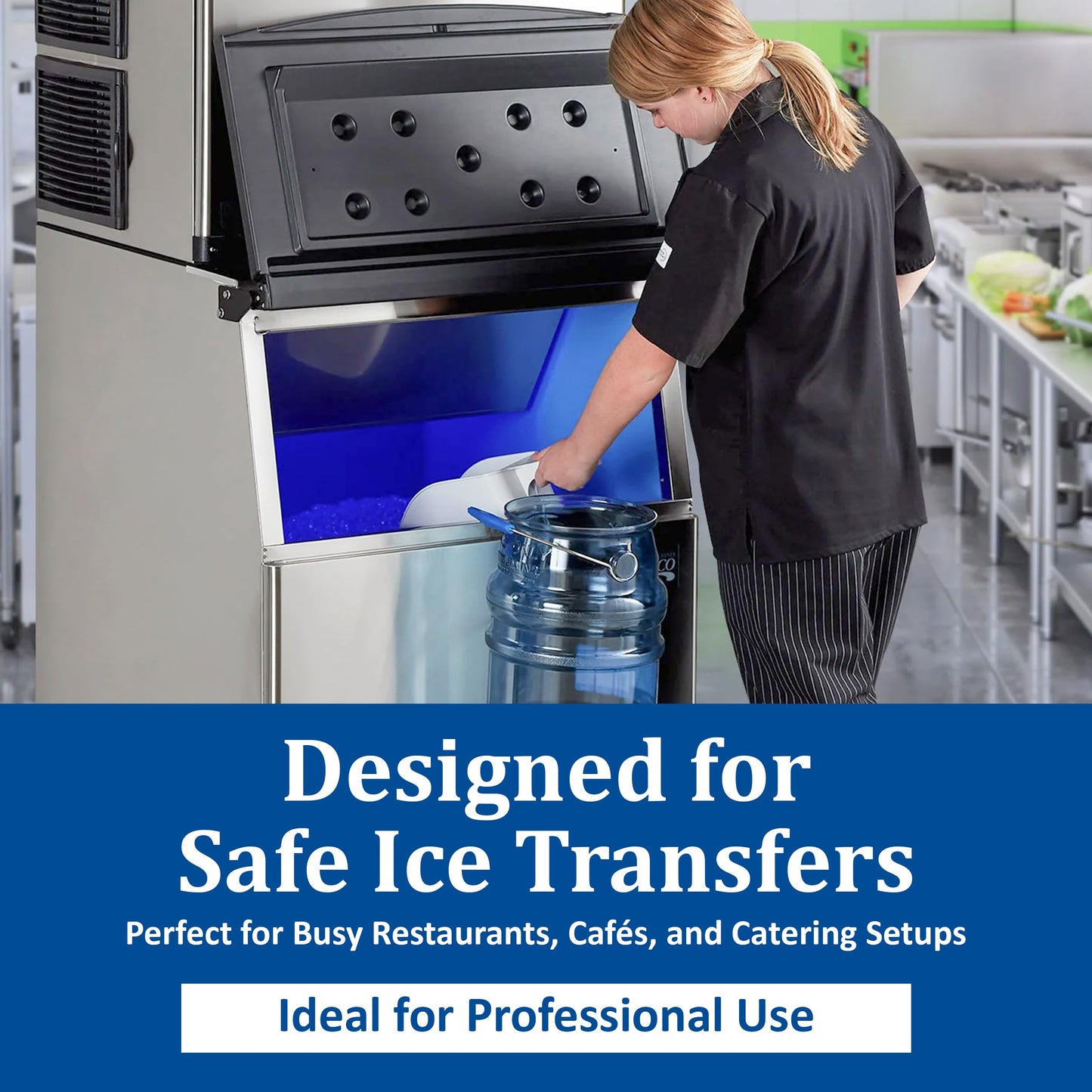 San Jamar Saf-T-Ice Ice Tote with Ice Machine Hanger for Bars, Restaurants, Kitchens, and Fast Food, Polycarbonate, 6 Gallons, Blue, (Pack of 2)