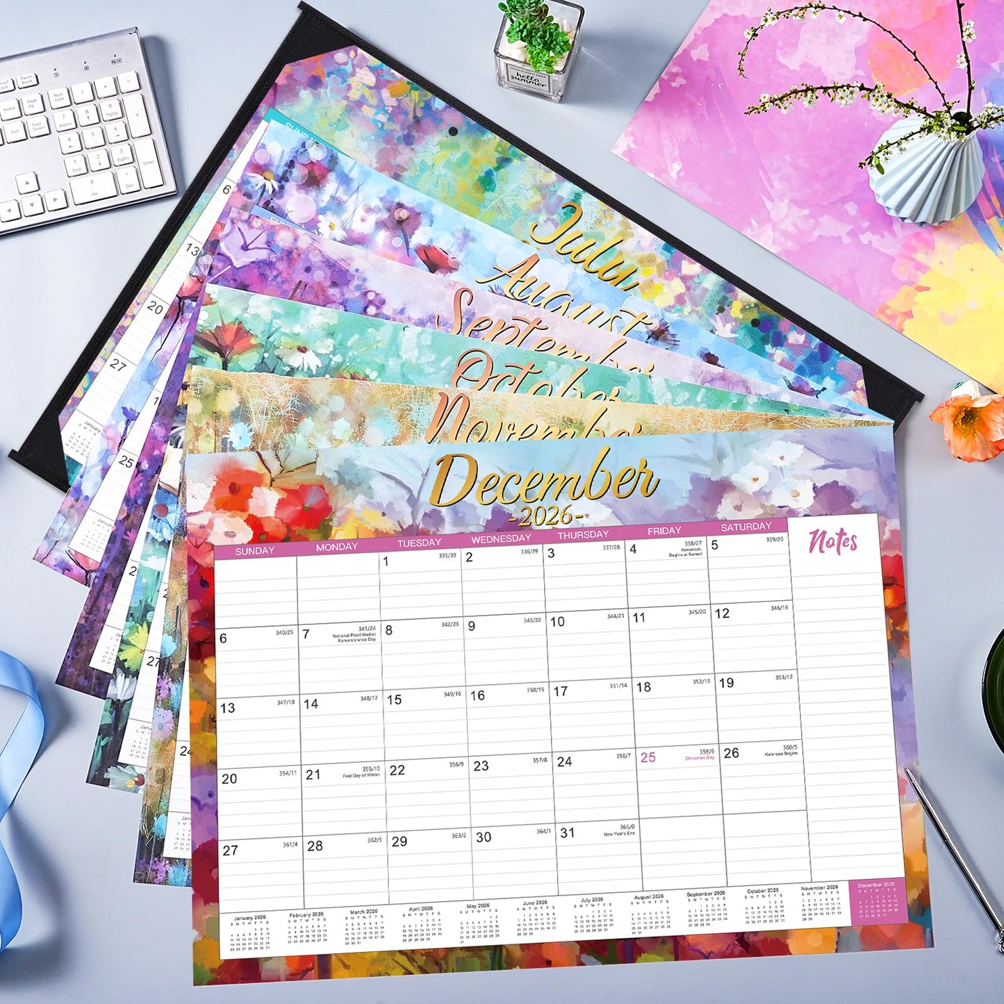 2026-2027 Desk Calendar - Large Desk Calendar 2026-2027, Jul 2026 - Dec 2027, 22" x 17", 26-27 Calendar Large 18 Months with Corner Protectors + Large Ruled Blocks, Desk Pad, To-Do List & Notes