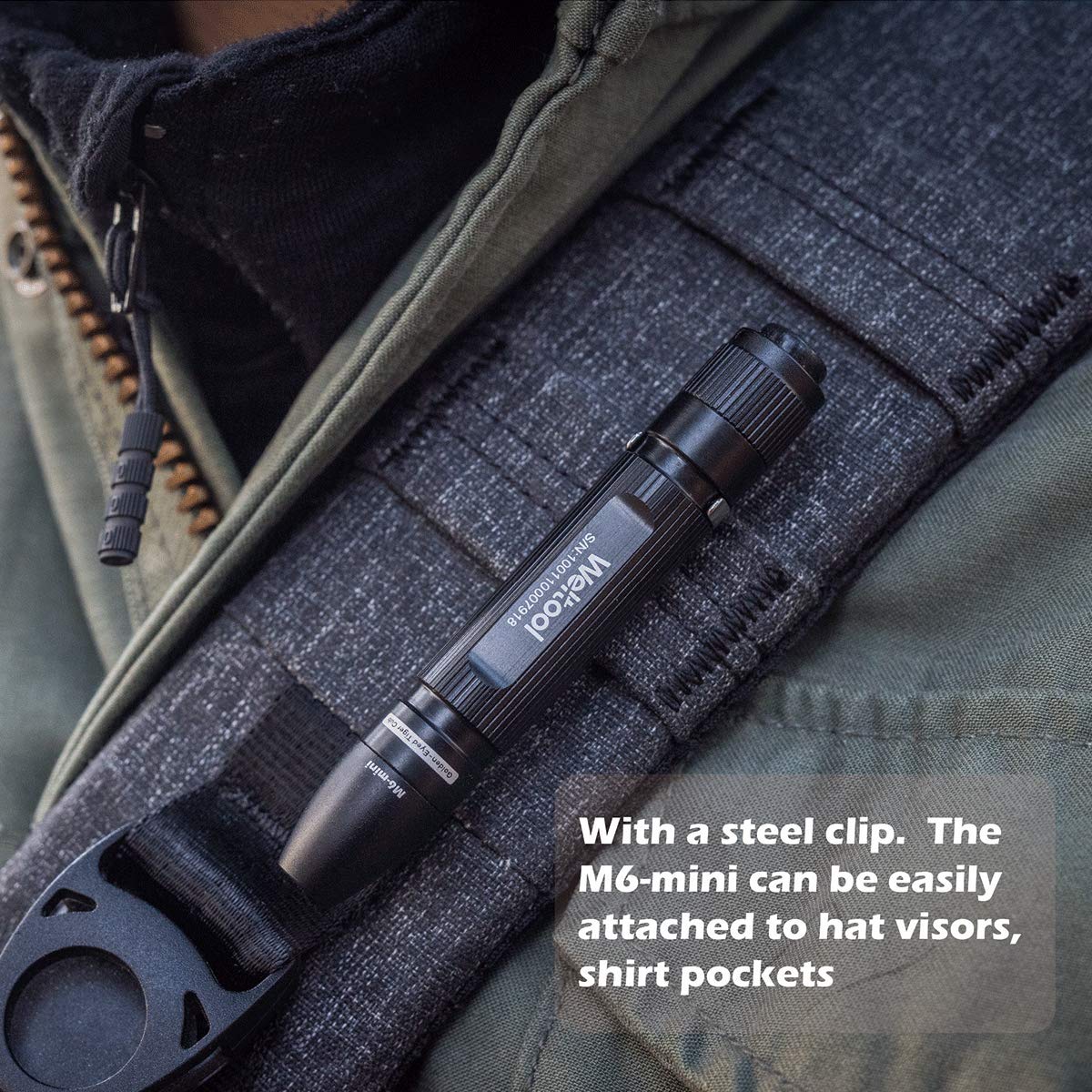 Weltool M6-Mini LED Cap Flashlight Ultra-Compact, 3000K Warm White EDC Pocket Light with Clip No-Glare Even Beam- High Color Rendering of 85% - Perfect Pen Light - for Inspection Reading by AAA Cell