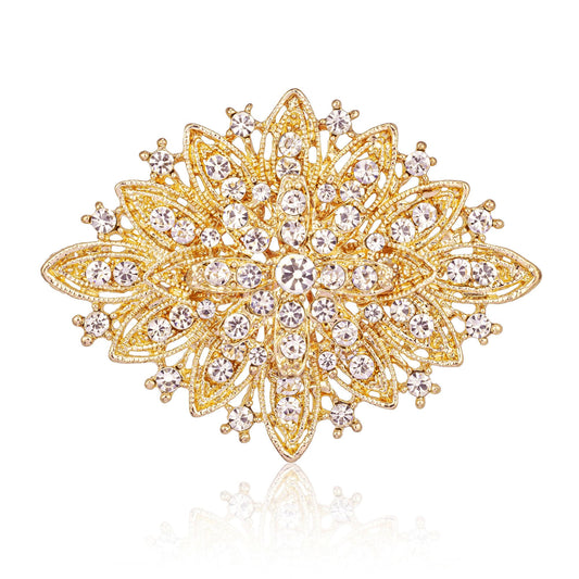HAISWET Vintage Wedding Bridal Art Deco Clear Crystal Rhinestone Brooch Pin Rose Gold Color