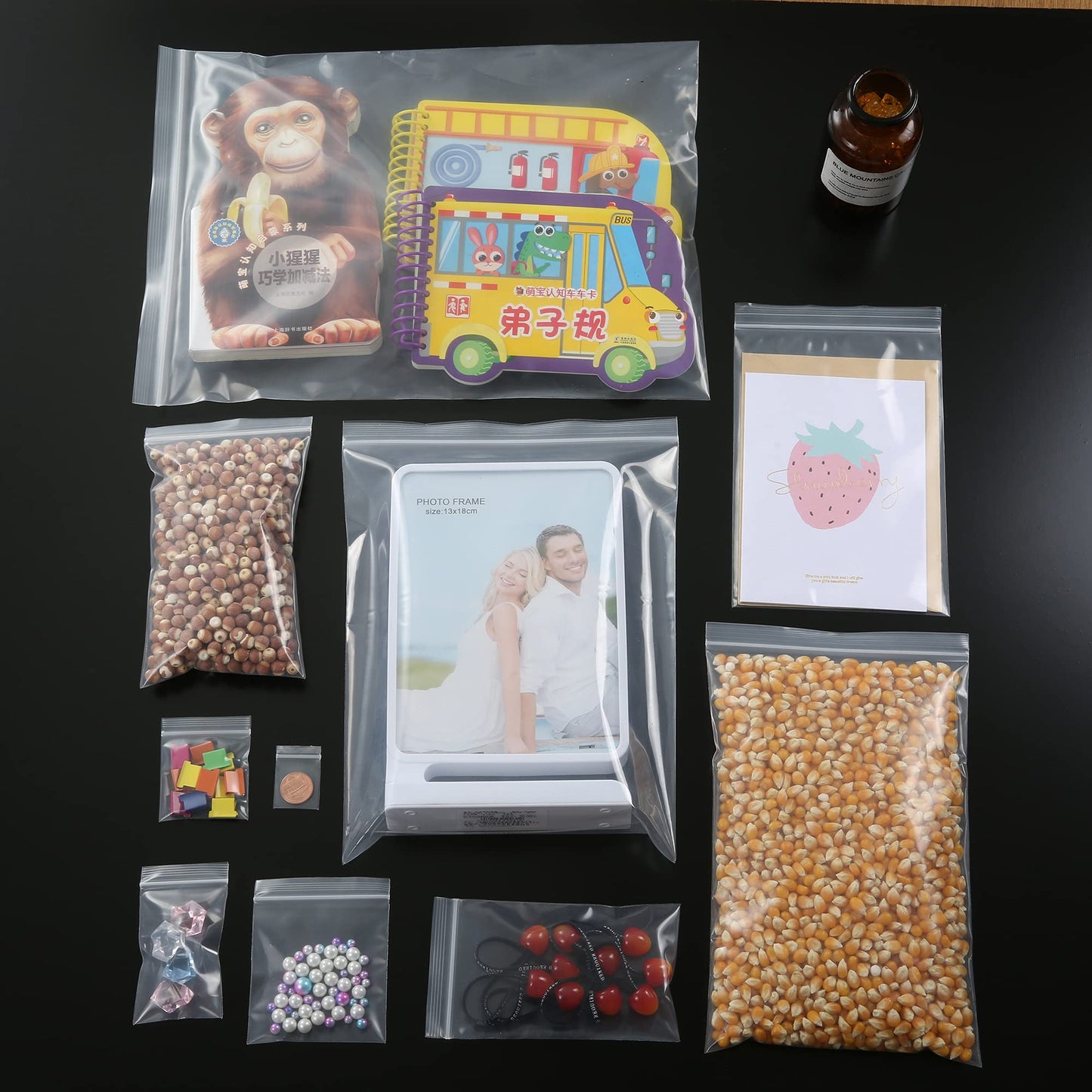 Macoota 8" x 10" Thick 5 Mil Plastic Bags 100 PCS Clear Resealable Zip Seal Lock Poly Bags Reclosable Heavy Duty Zipper Baggies Jewelry Earrings Coin Pills Crafts Sample Packing