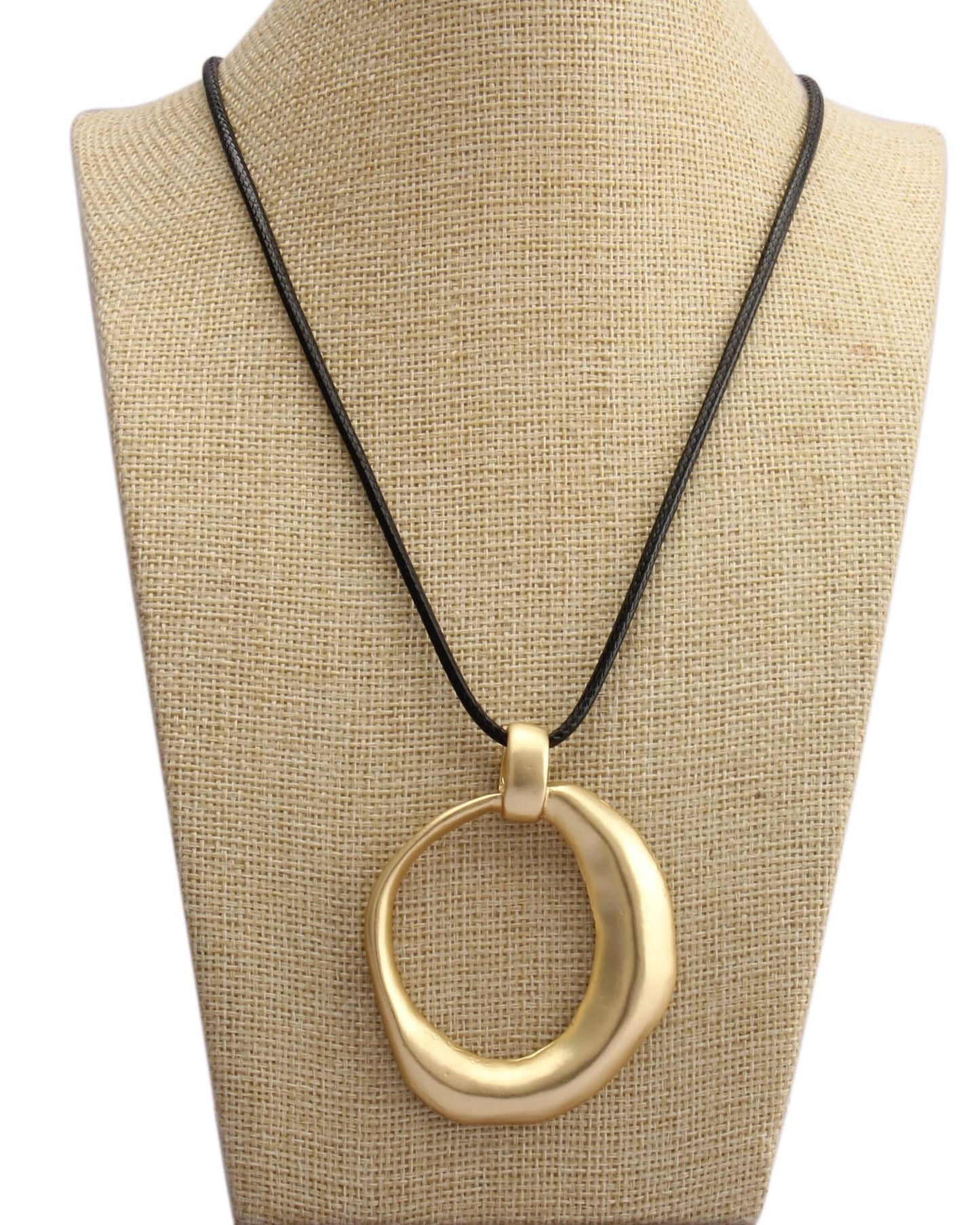 joymiao Big Pendant Necklace Long Leather Necklaces for Women Bohemian Jewelry Gold Circle Necklace Large Black Boho Necklace