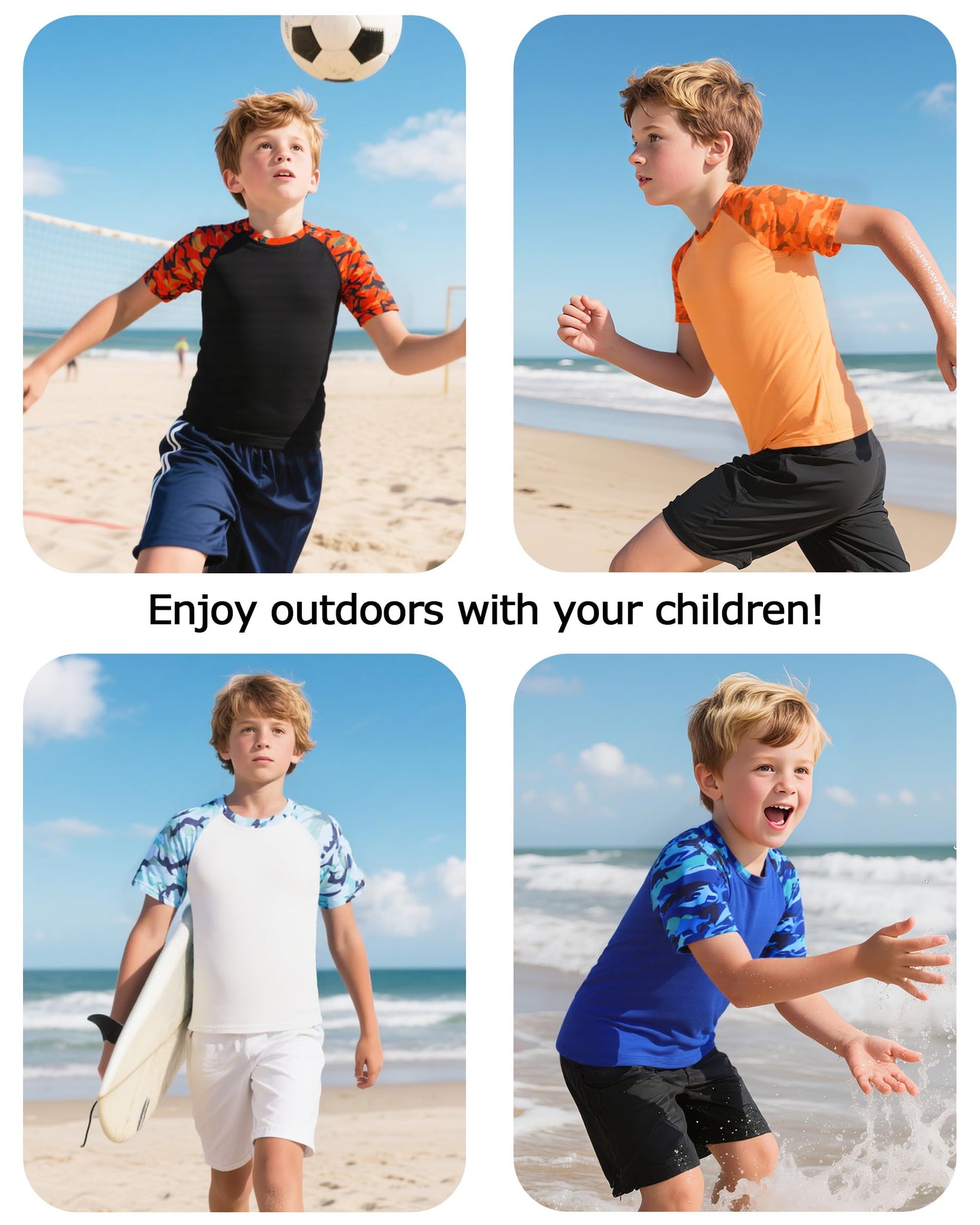 Roadbox Boy's UPF 50+ Rash Guard Swim Shirt, Short Sleeve Water Surf Fishing Sun Shirts, Kids Youth UV Protection Rashguard Blue