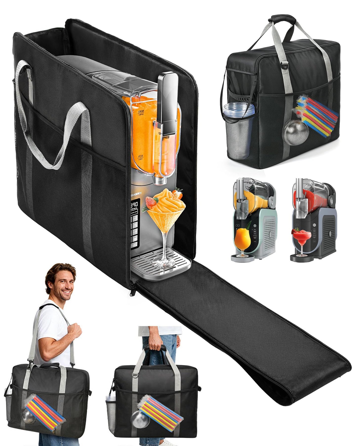 BS-VOG Carrying Bag for Ninja Slushie Machine FS301 & FS300, Portable Travel Tote Storage Bag with Front-Opening Design for Frozen Drink Maker, Thick Padded Protector for Machine Accessories