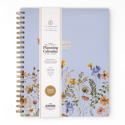 Blue Sky The Everygirl 2026-2027 Weekly and Monthly Academic Year Planner Calendar, July 2026 - June 2027, 8.5" x 11", Flexible Cover, Wirebound, Laminated Tabs, Storage Pocket, Includes Stickers, Stratford Coastal