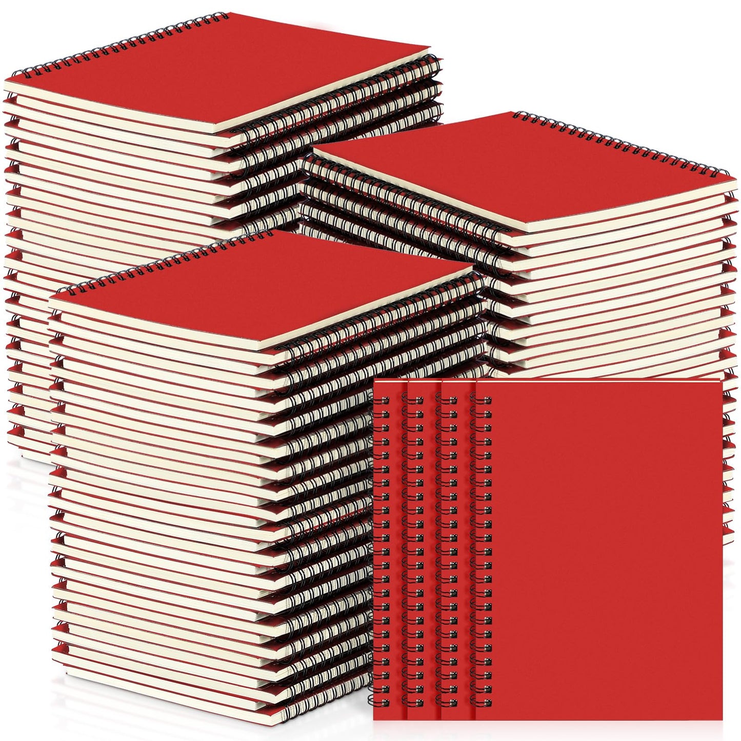 Yahenda 72 Pcs Spiral Notebook Bulk A5 Journal Lined 8.3'' x 5.5'' Writing Composition Paper Small Notepad Subject Notebook for Students Office Business Back to School Supplies (Red)