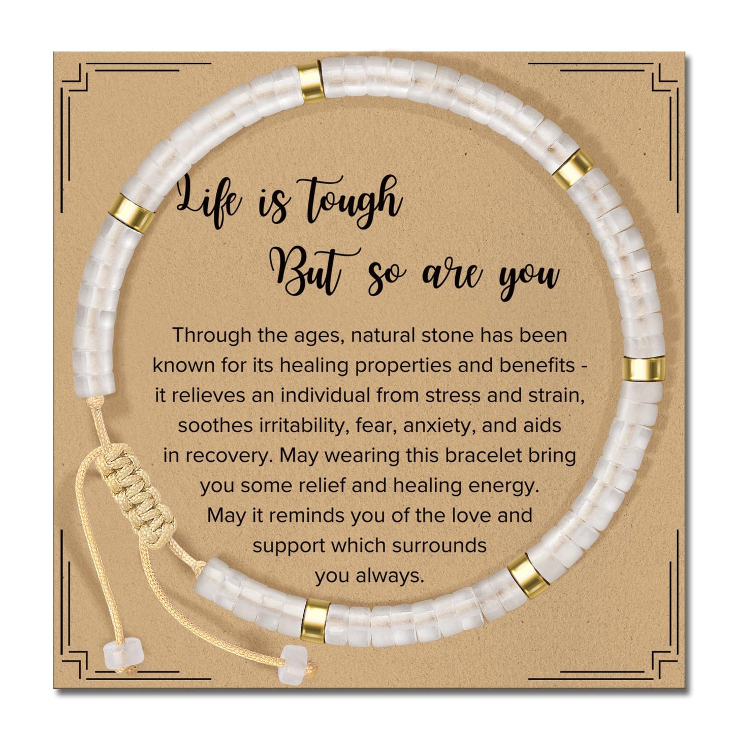 ZOKCC Inspirational Gifts Bracelets for Women Healing Natural Stone Bracelets - Get Well Soon Gifts for Women Friends Sister - Life is Tough But So are You Bracelet