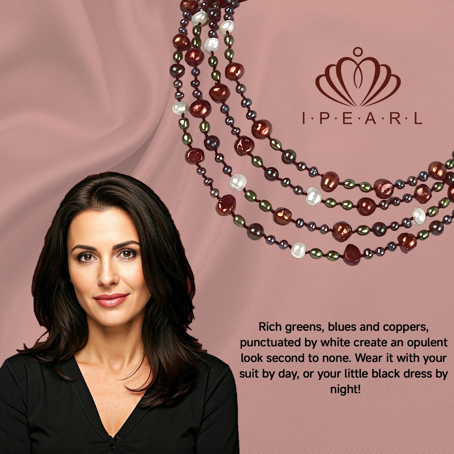 Handmade Freshwater Pearl Necklace – 4-Strand for Women 20" Elegant Long Adjustable Real Pearls Strand with Vintage Beaded Charms Baroque Pearl Luxury Jewelry Gift