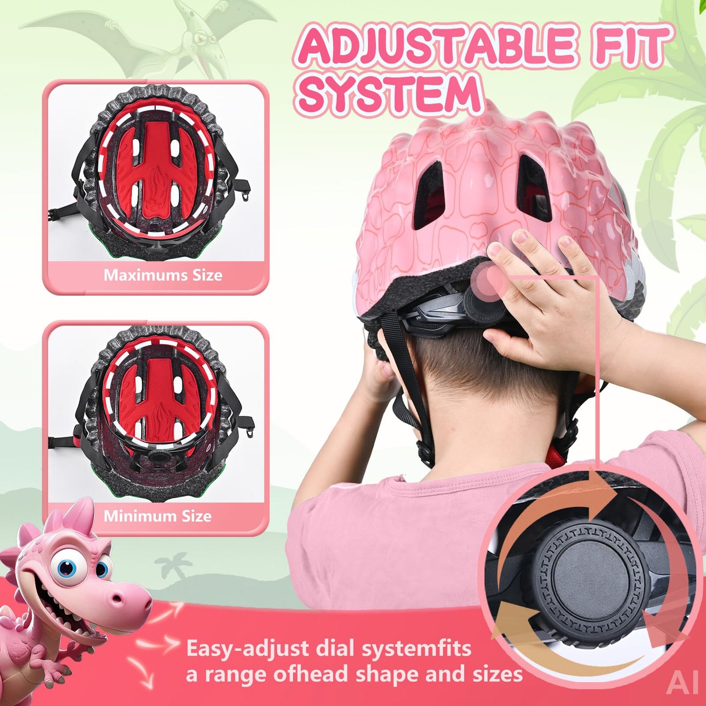 Safuty1st Toddler/Kids Bike Helmet Set for Boys Girls 3D Adjustable Kids Helmet Multi-Sports Skateboard Scooter Cycling Roller Balance Bike