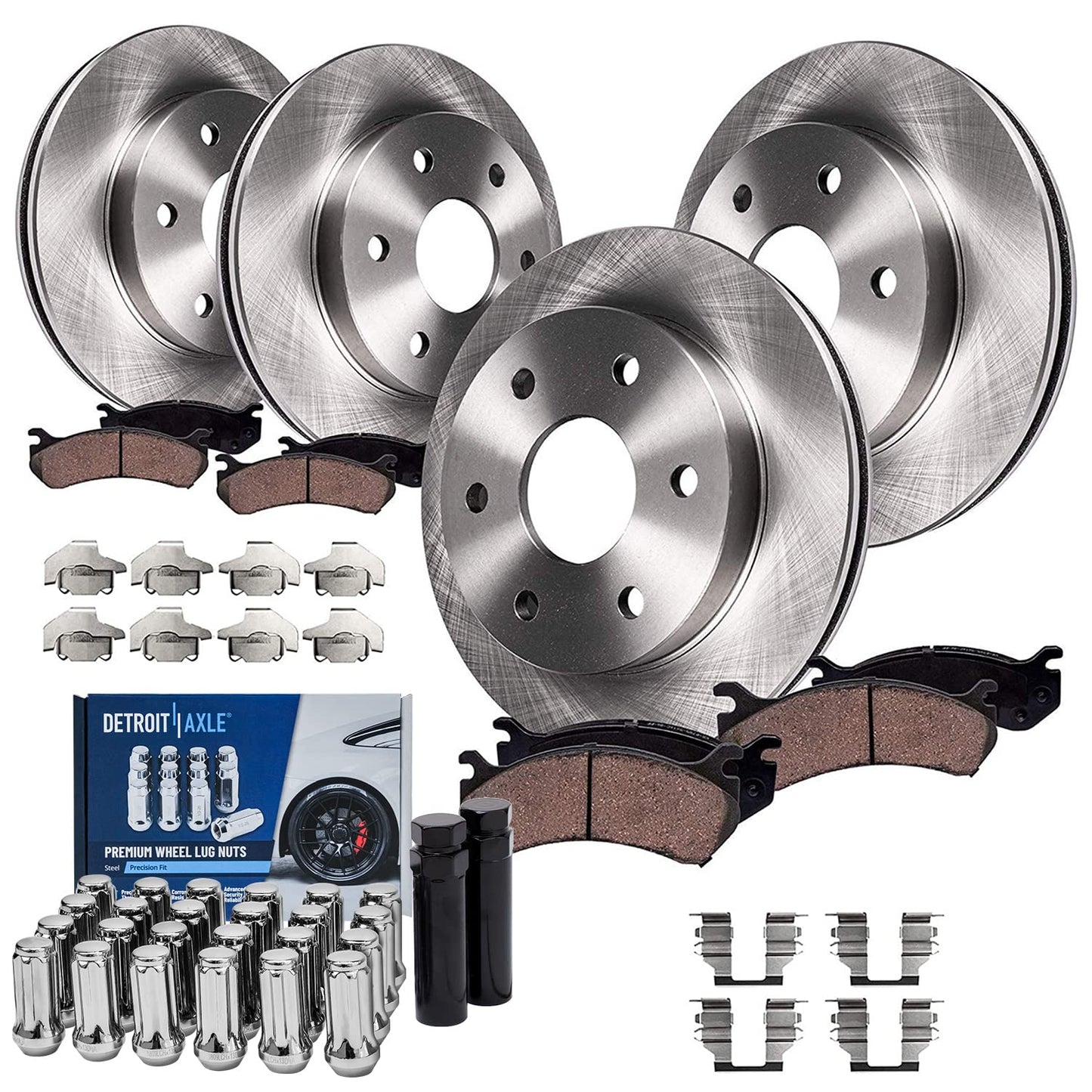 Detroit Axle - Brake Kit for Silverado Sierra 1500 Chevy Tahoe GMC Yukon, 12 inch Front and 12.79 inch Rear Disc Brake Rotor