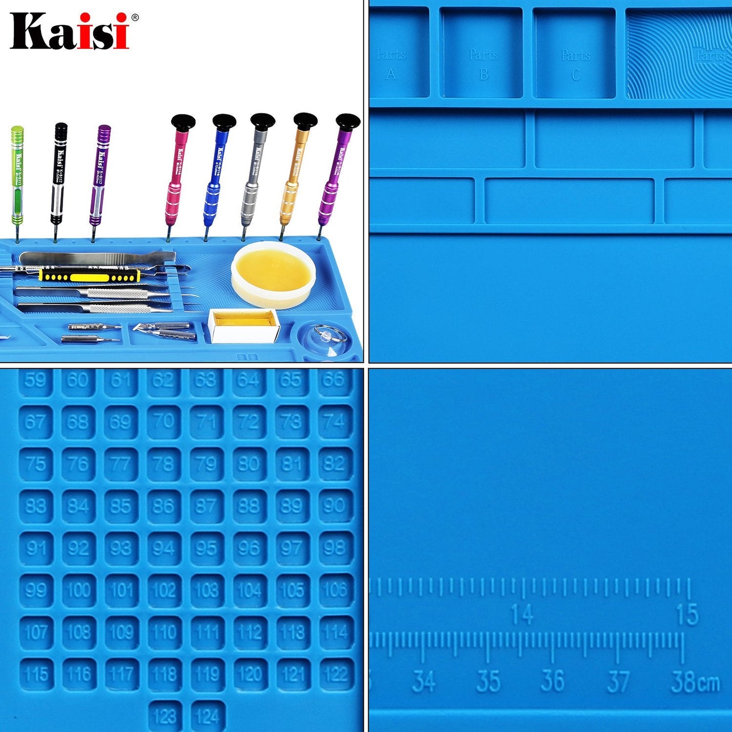 Kaisi Soldering Mat with Scale Ruler and Screw Position for Soldering, Phone and Computer Repair, Size: 21.6 x 13.8 Inches