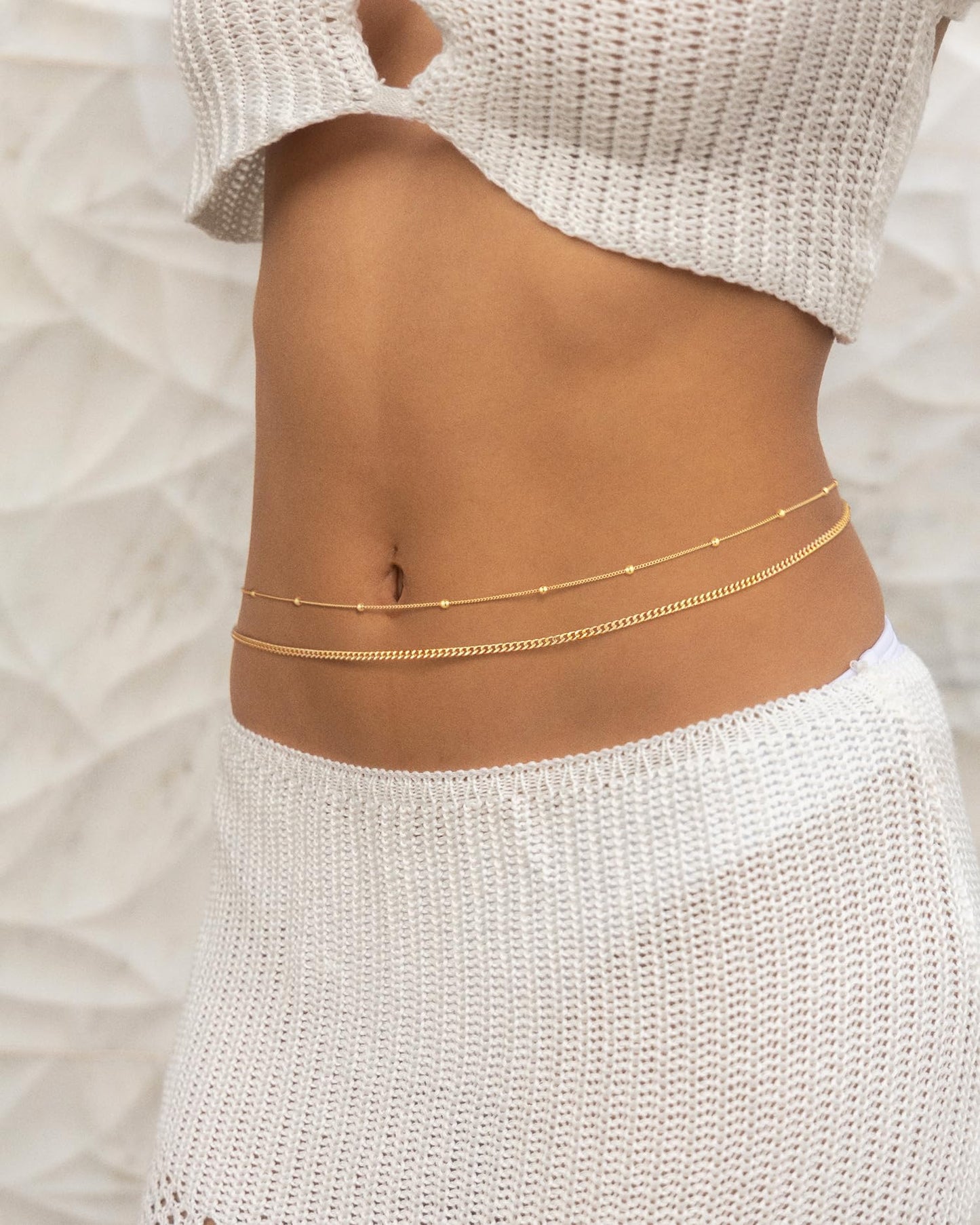 VIROMY Gold Waist Beads Chain for Women Waterproof Belly Chain Cuban Link Body Belt Chain Beach Women's Jewelry