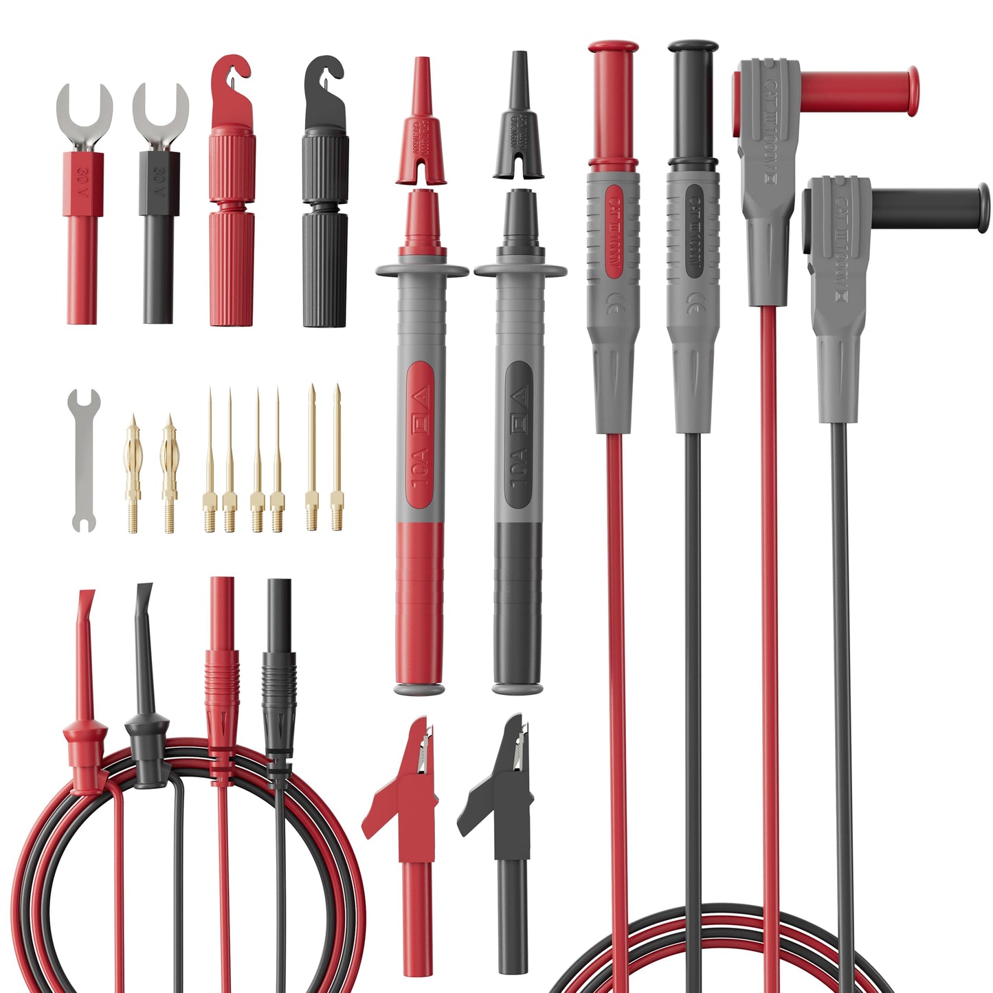 25-Piece Silicone Multimeter Test Lead & Back Probe Kit - Premium Modular Volt Meter Probes with Alligator Clips, 40 in Leads for Automotive Multi Meter Digital & Ohm Meter
