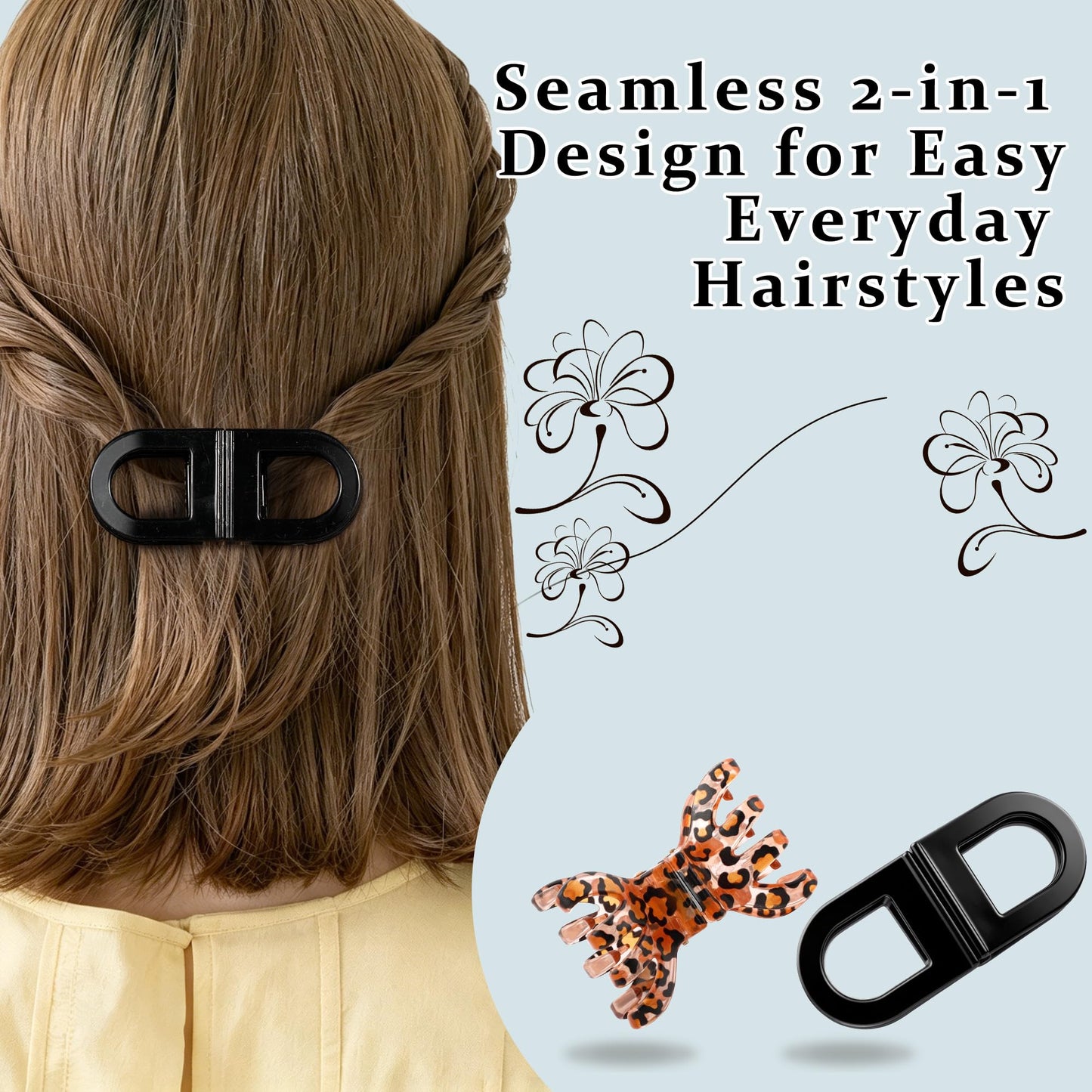 2PCS Magnetic Hair Clips for Women, Strong Hold No-Slip Styling Clips, Seamless 2-in-1 Design for Thick or Thin Hair, Non-Dent Hairdressing Tools for Salon or Daily Use