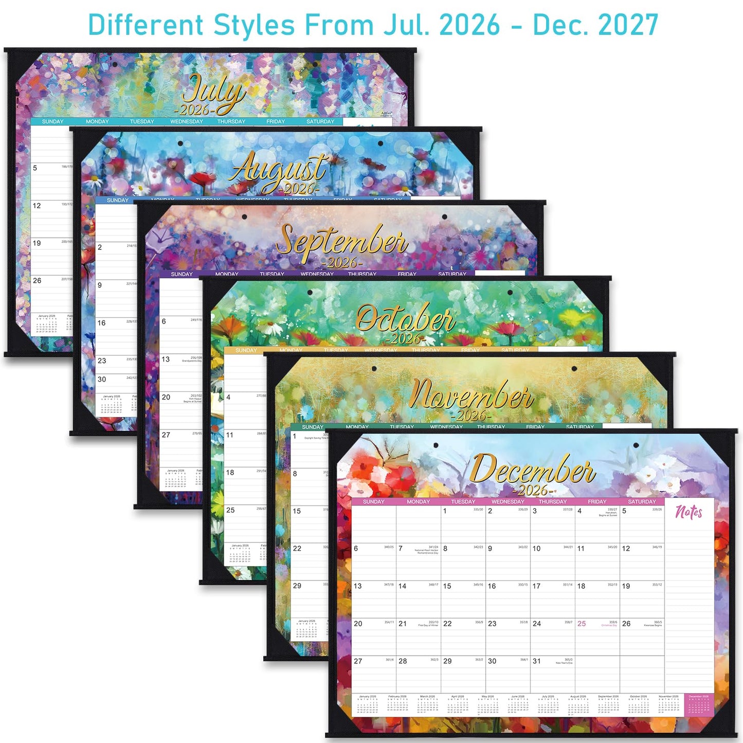 2026-2027 Desk Calendar - Large Desk Calendar 2026-2027, Jul 2026 - Dec 2027, 22" x 17", 26-27 Calendar Large 18 Months with Corner Protectors + Large Ruled Blocks, Desk Pad, To-Do List & Notes