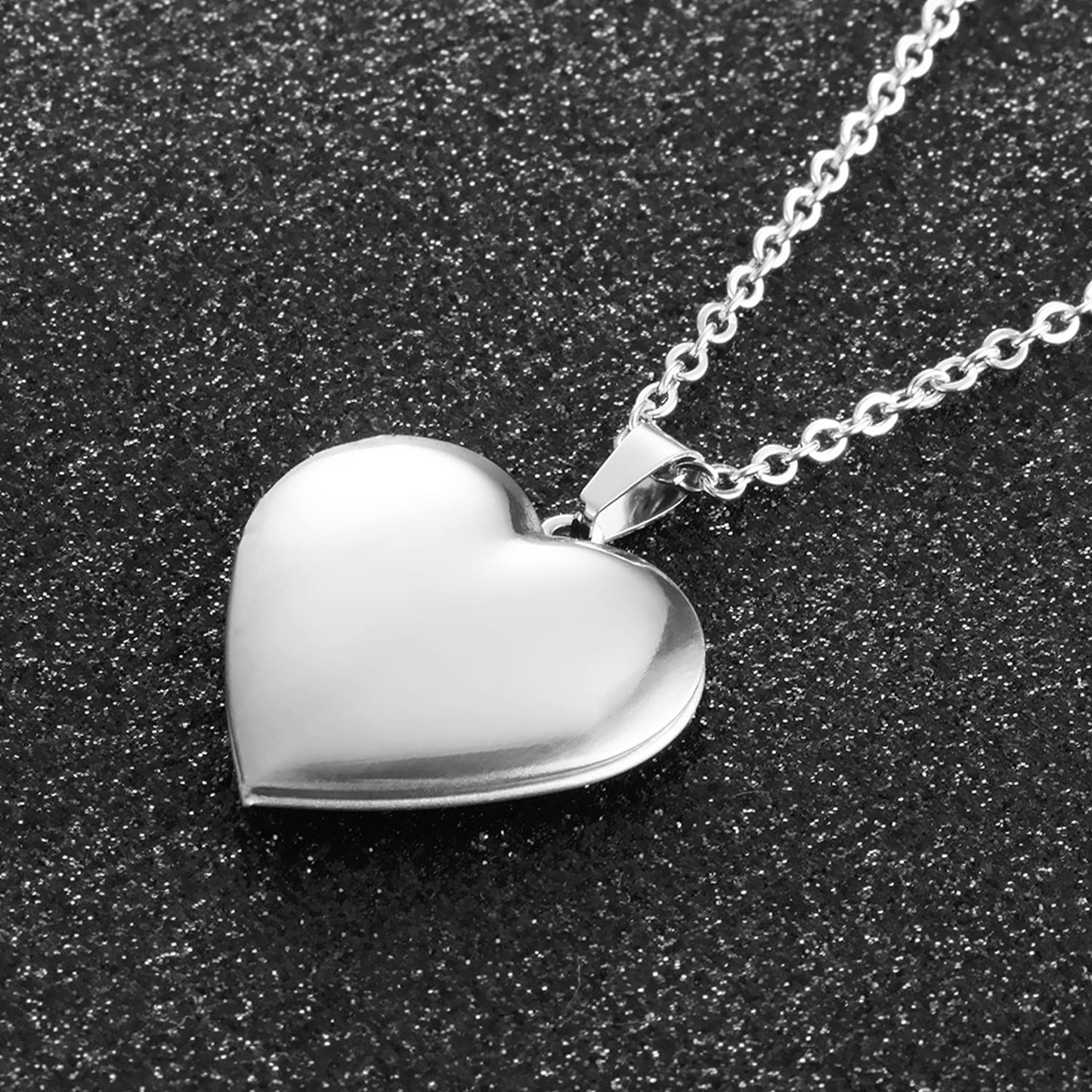 PHOCKSIN Silver Heart Locket Necklace Forever In My Heart Personalized Love Heart Necklace that Holds Pictures Customized Gifts Locket Necklaces for Birthday